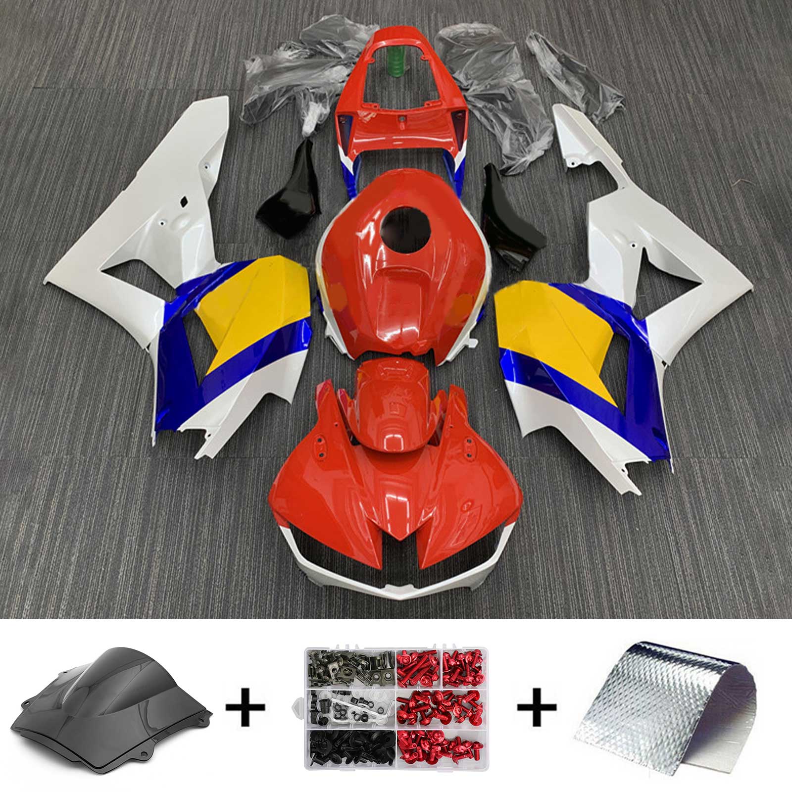 Amotopart 2013-2023 F5 CBR600RR Honda Rojo y Azul Style2 Kit de carenado