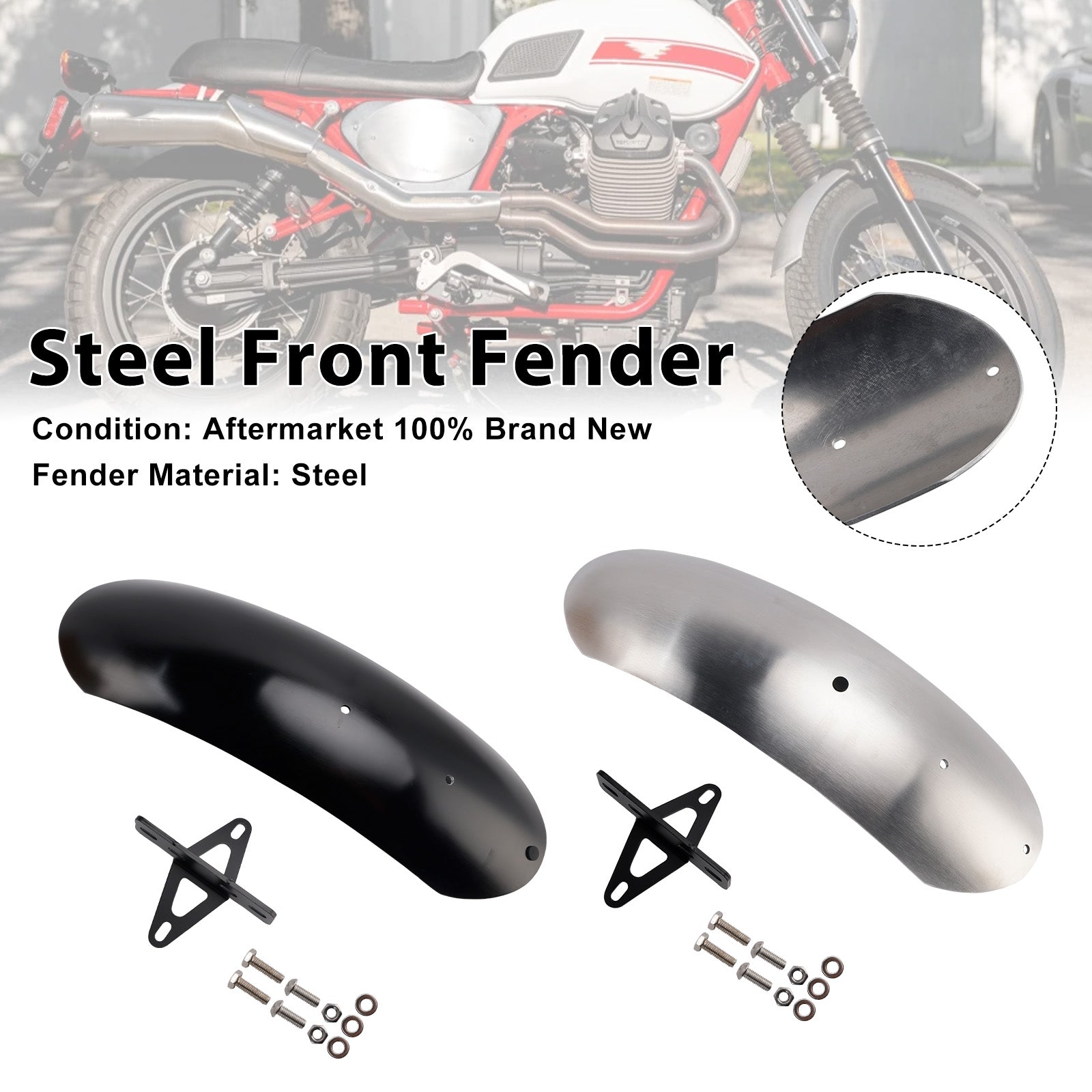 10-16 Parafango anteriore in acciaio speciale MOTO GUZZI V7 II Stone Classic