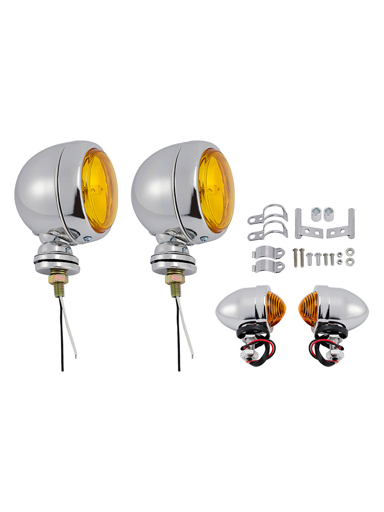 Motorcycle Headlight Lamp Spotlight Universal Coler Switch Chrome #D20