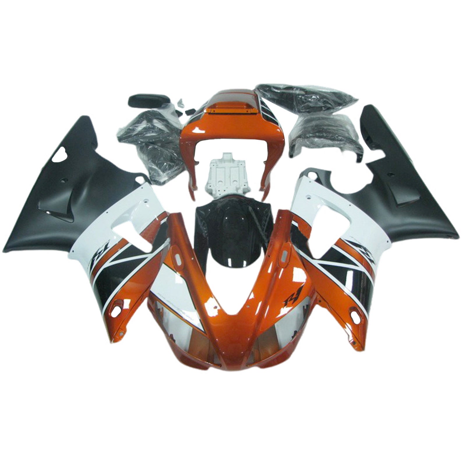 Amotopart 1998-1999 Yamaha YZF 1000 R1 Verkleidungssatz, Schwarz, Weiß, Orange