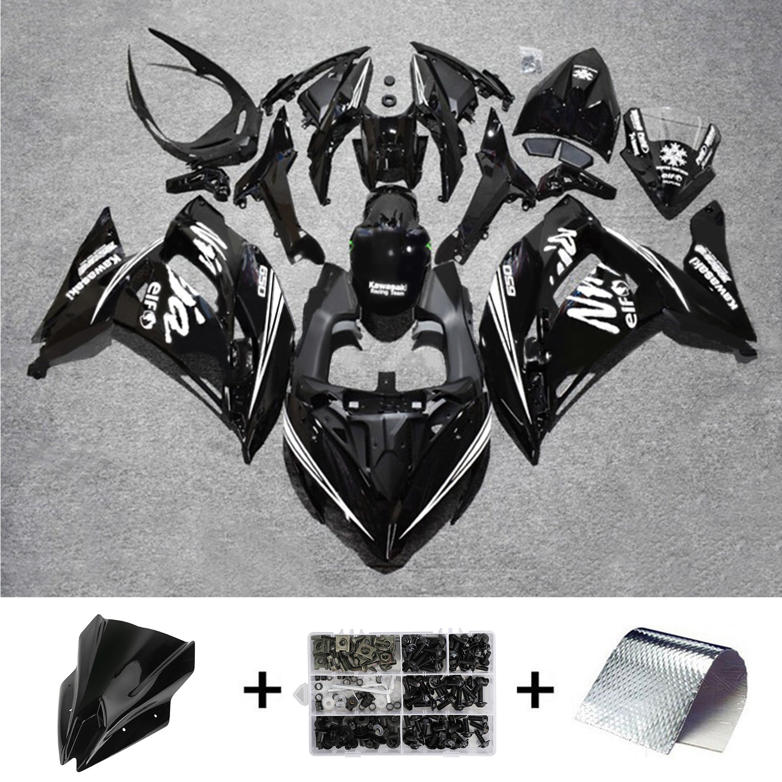 Amotopart 2017-2019 Kawasaki ER6F/Ninja650R Black Style1 Fairing Kit