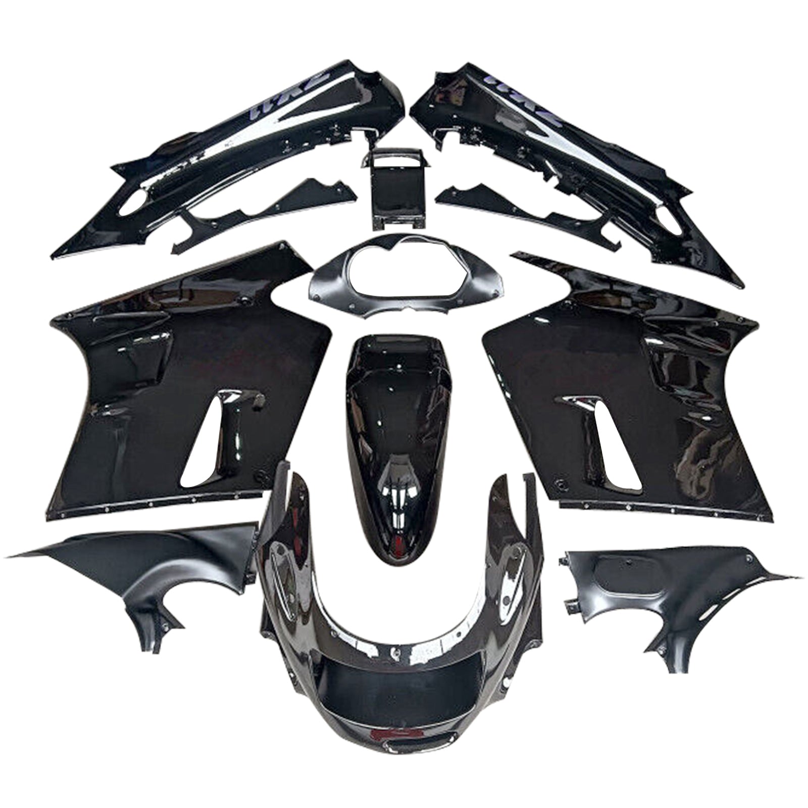 Amotopart 1990-1992 Kawasaki ZZR1100 Glossy Black Fairing Kit