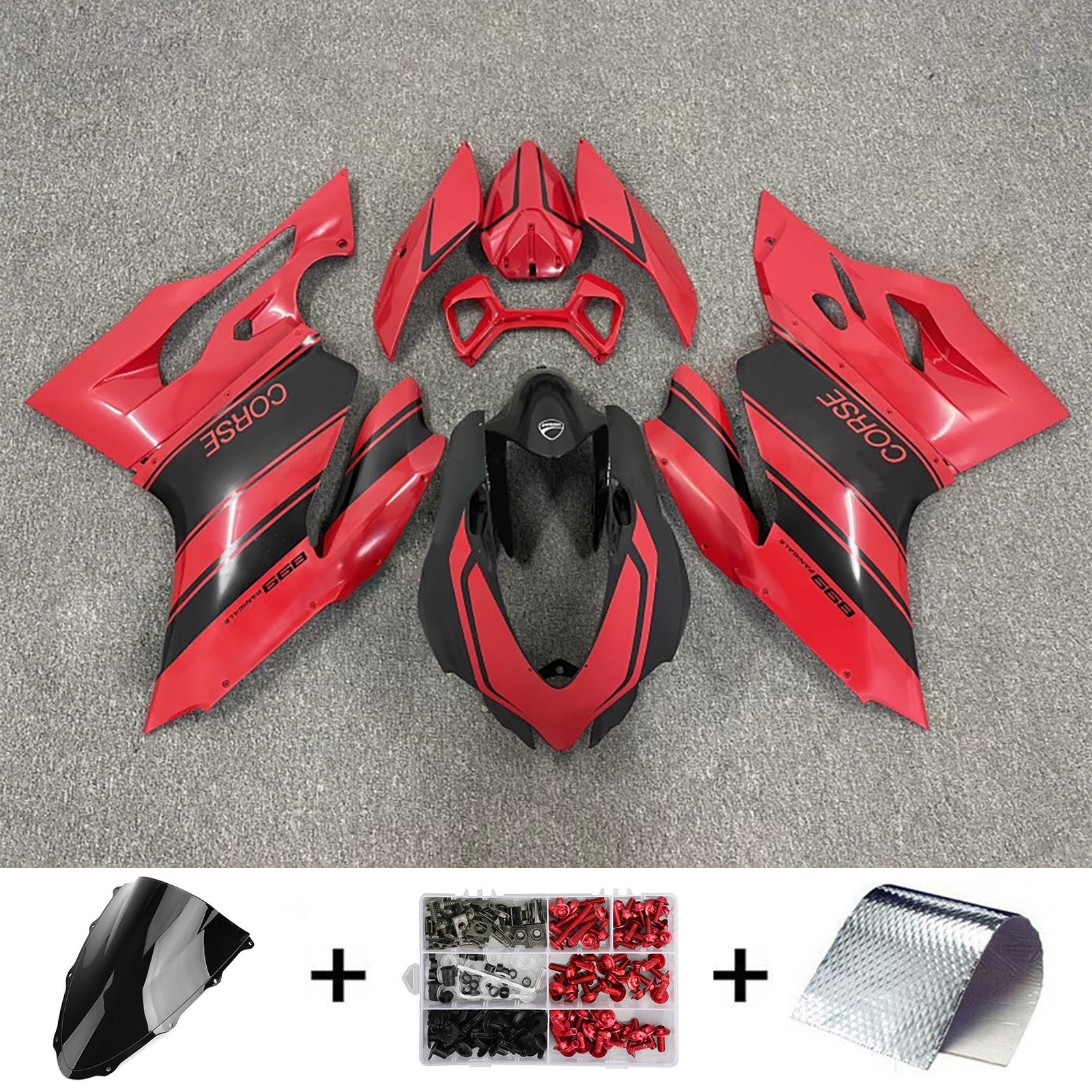 Amotopart 2015-2020 Ducati 1299/959 Black Red Fairing Kit