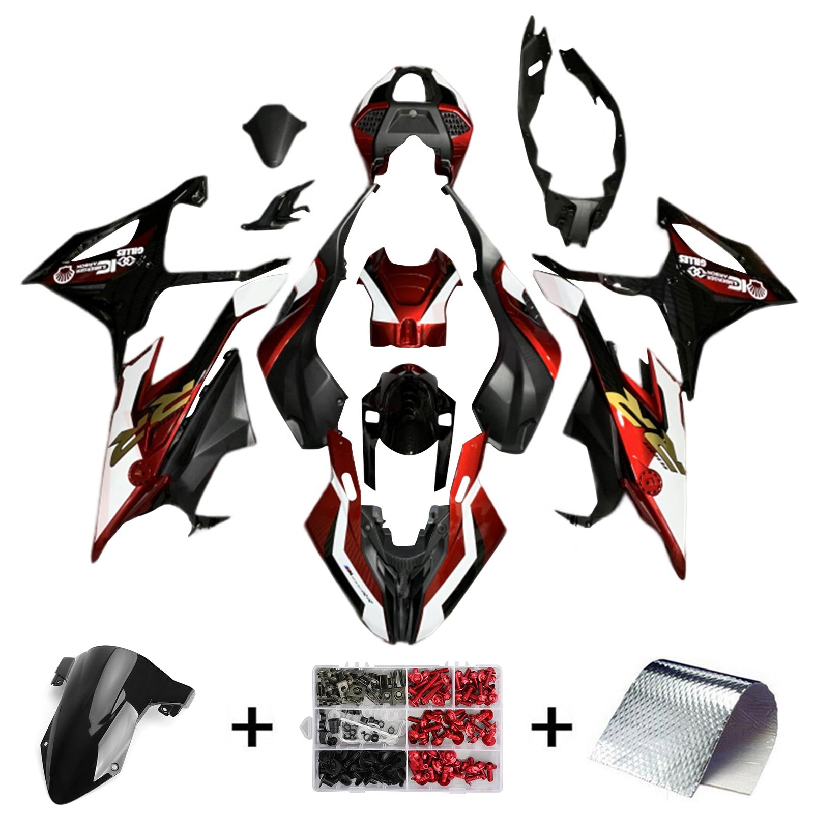 Amotopart BMW S1000RR 2019-2022 Red&Black Style2 Fairing Kit