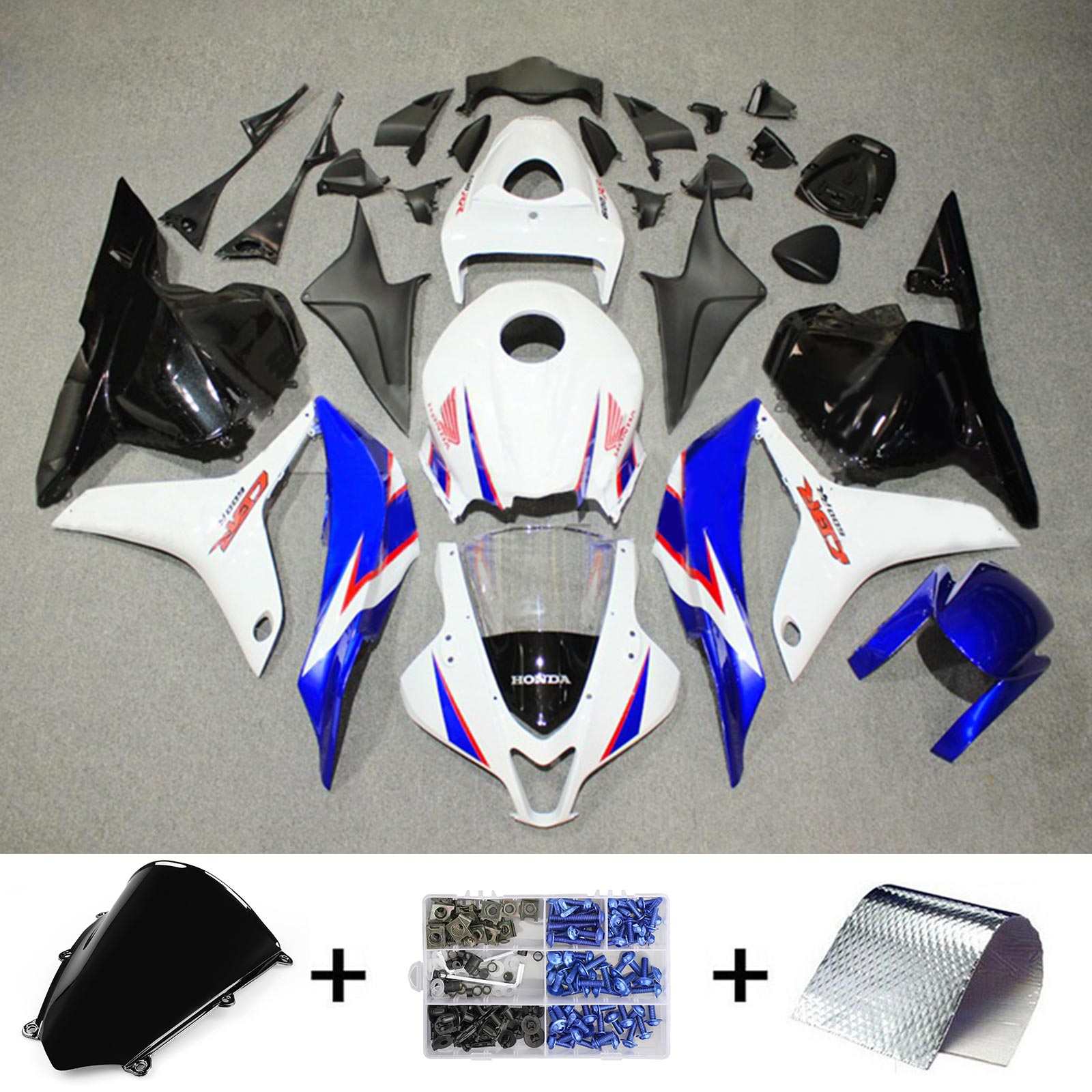 Amotopart 2009-2012 Honda CBR600RR Blue White Black Fairing Kit