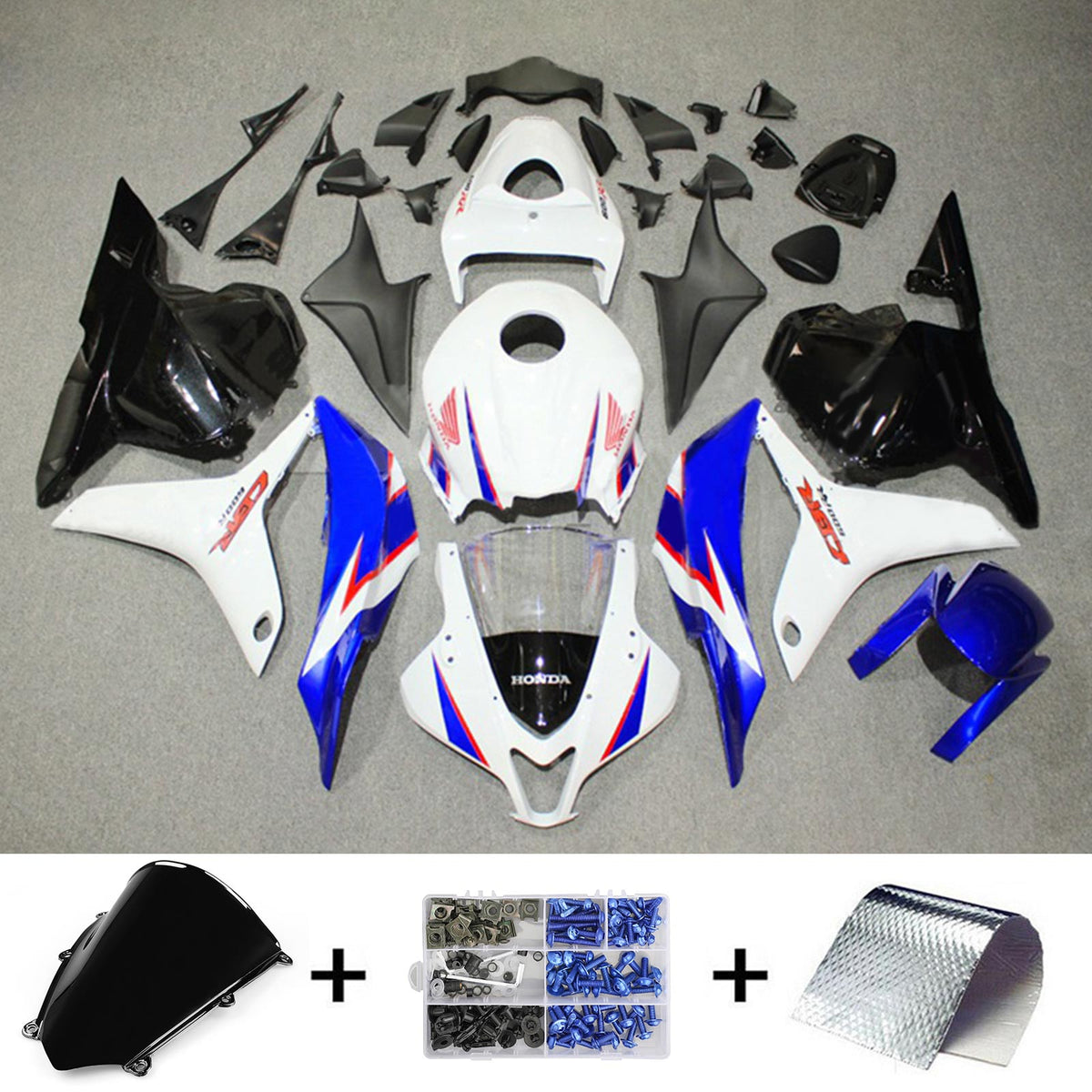 Amotopart 2009–2012 Honda CBR600RR Blau Weiß Schwarz Verkleidungsset