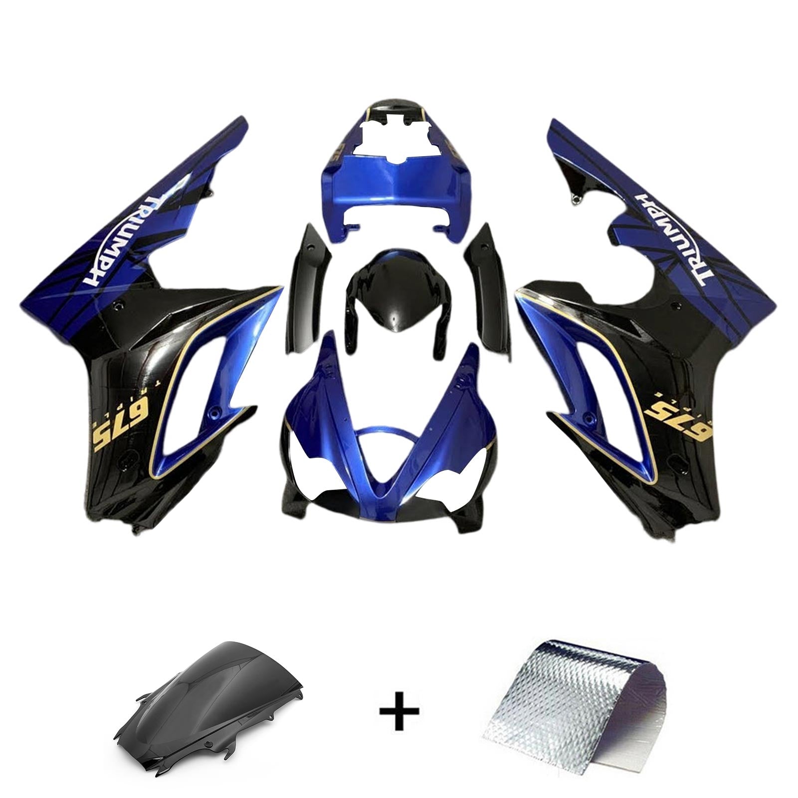 Amotopart 2009-2012 Triumph Daytona 675 Blue&Black Style1 Fairing Kit