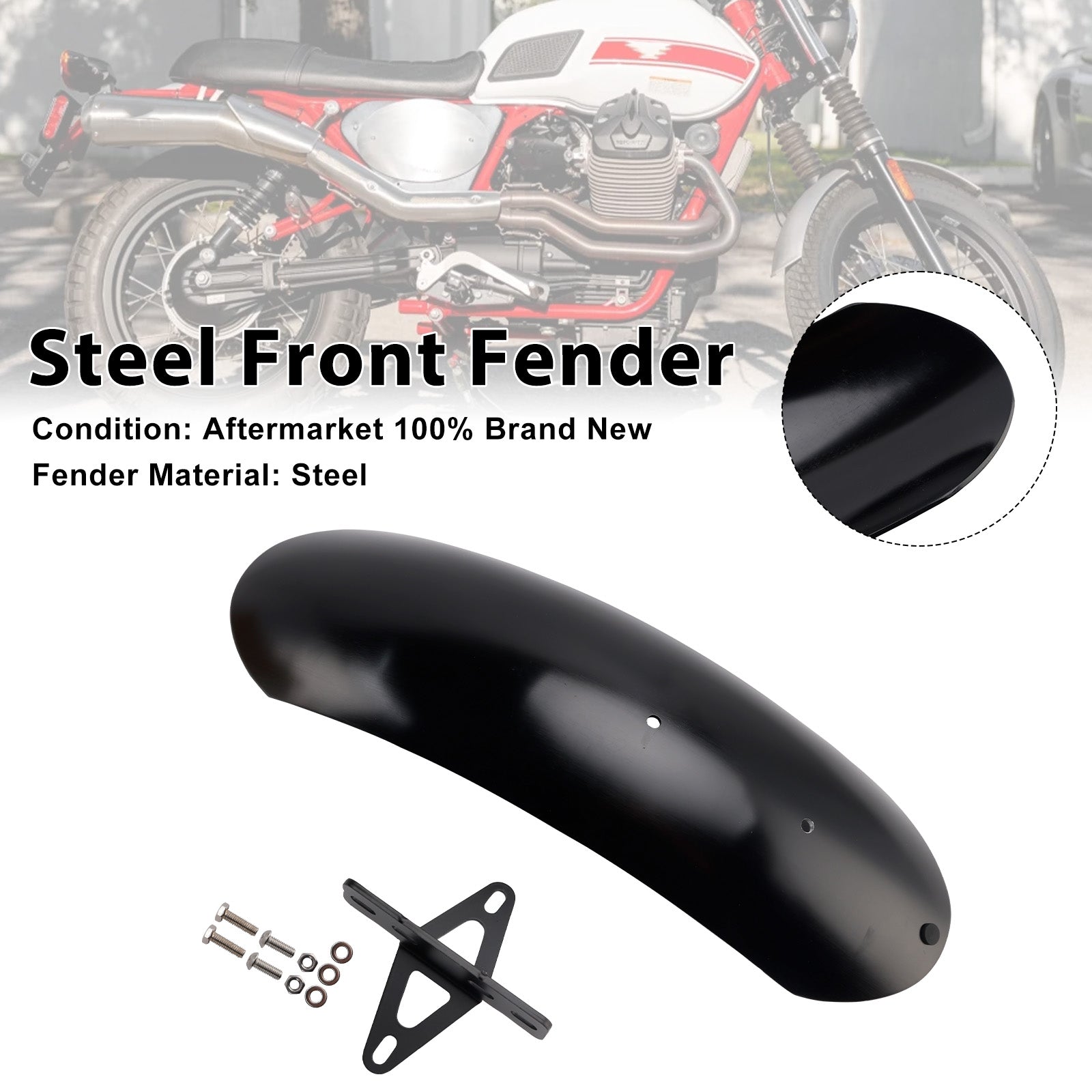 10-16 Parafango anteriore in acciaio speciale MOTO GUZZI V7 II Stone Classic
