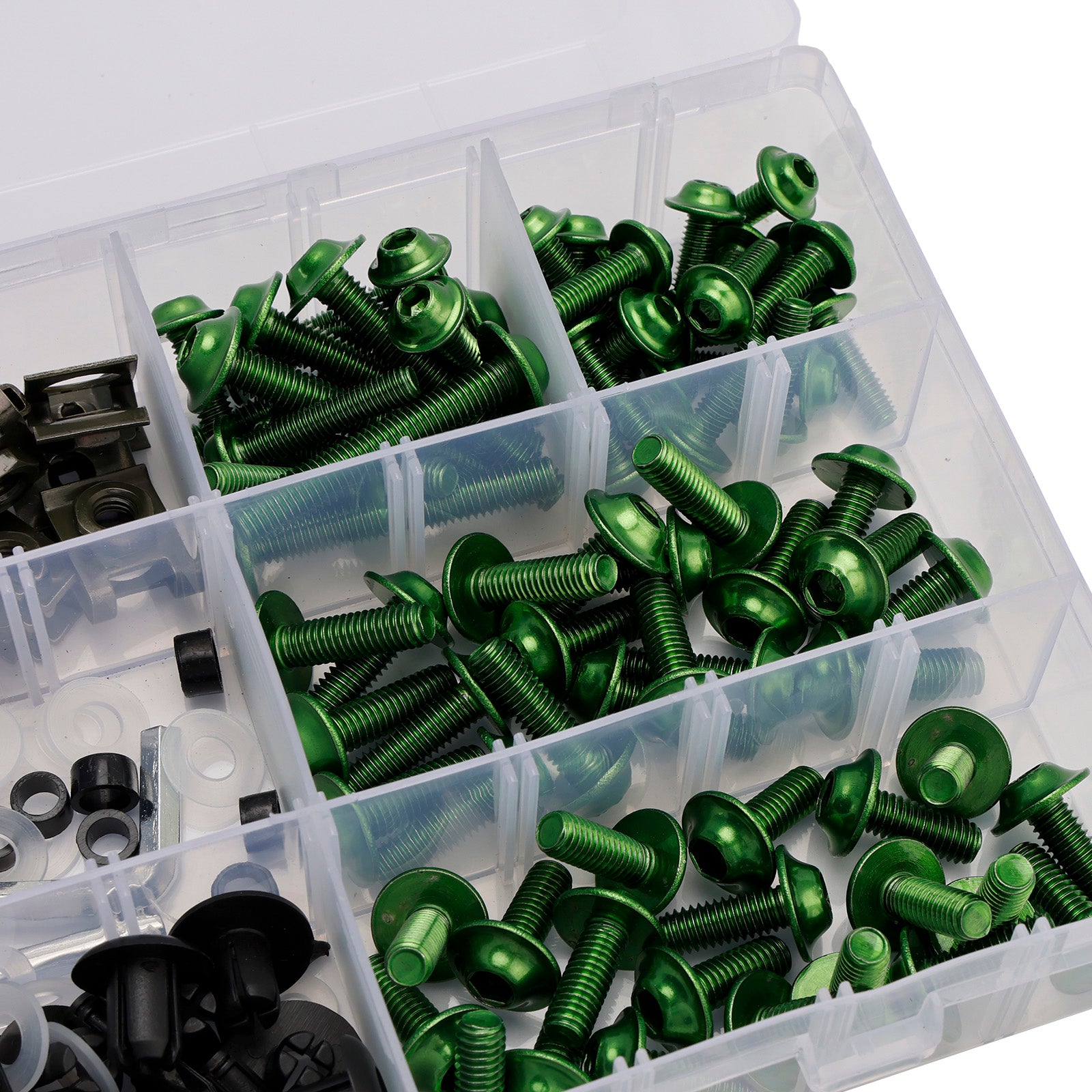 198PCS Universal Fairing Stainless Steel Bolt Kit Bodywork Screws Green