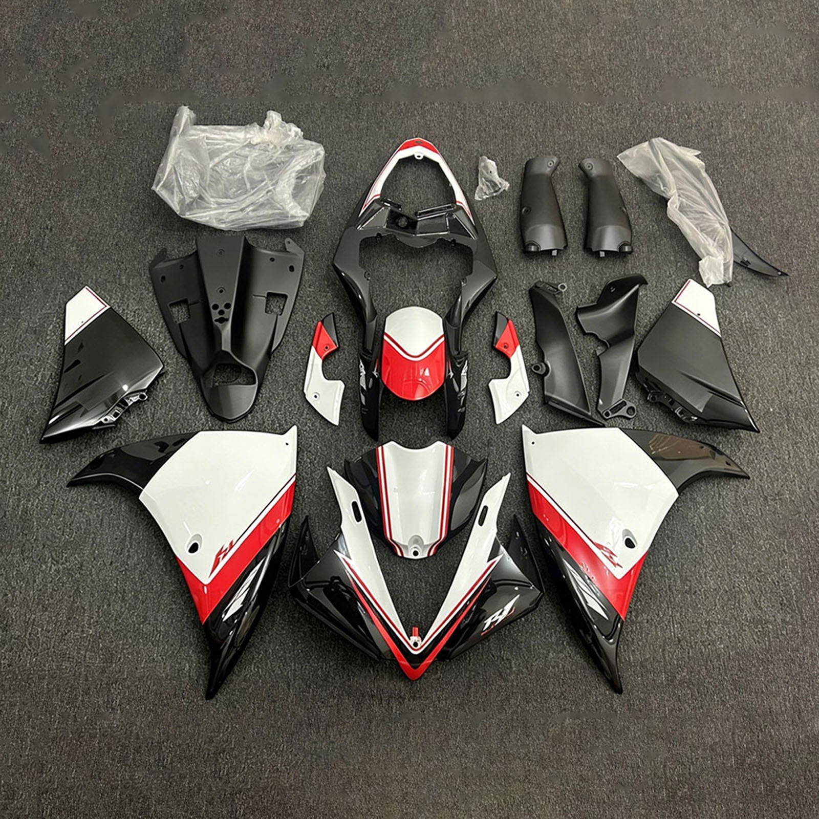 Amotopart 2009-2011 Yamaha YZF-R1 Black/Red/White Fairing Kit