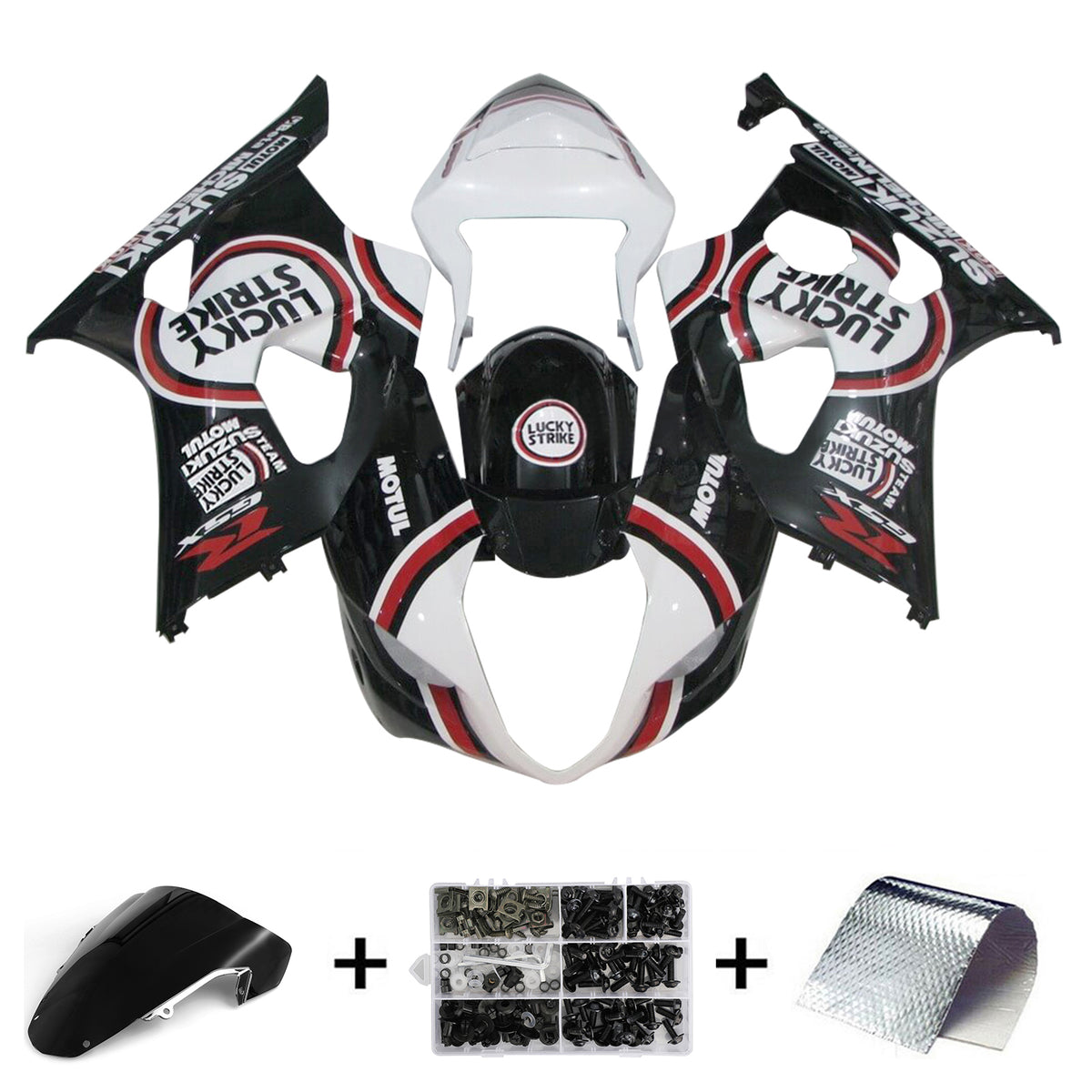 Amotopart 2003-2004 K3 GSXR1000 Suzuki Kit de carénage noir et blanc