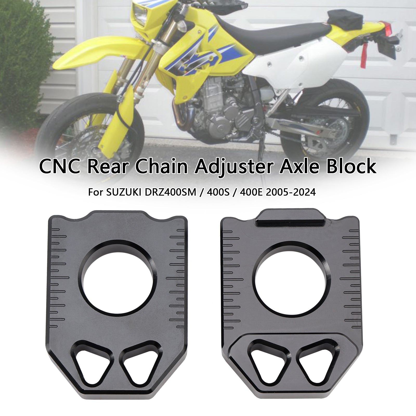 2005-2024 SUZUKI DRZ400SM 400S 400E  CNC Rear Chain Adjuster Axle Block  Black