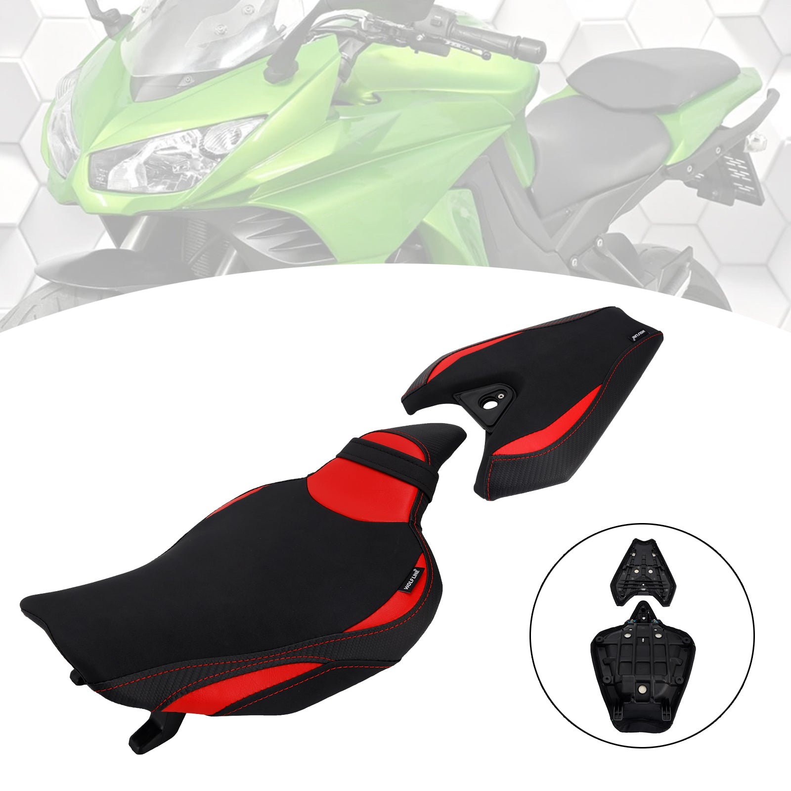 2014–2025 Kawasaki Z1000 Unterer Vordersitz mit Fahrersitz hinten, Rot