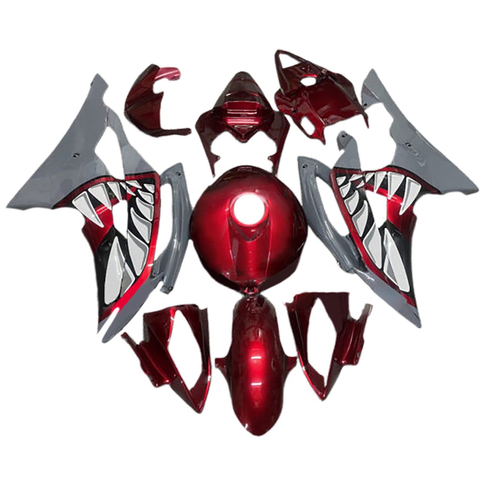 Amotopart 2008-2016 Yamaha YZF-R6 Red & Grey Fairing Kit