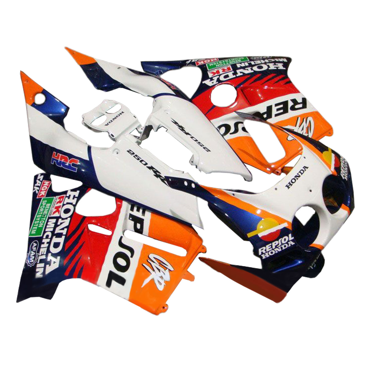 Amotopart 1988-1989 Honda CBR250RR MC19 Kit de carenado naranja blanco