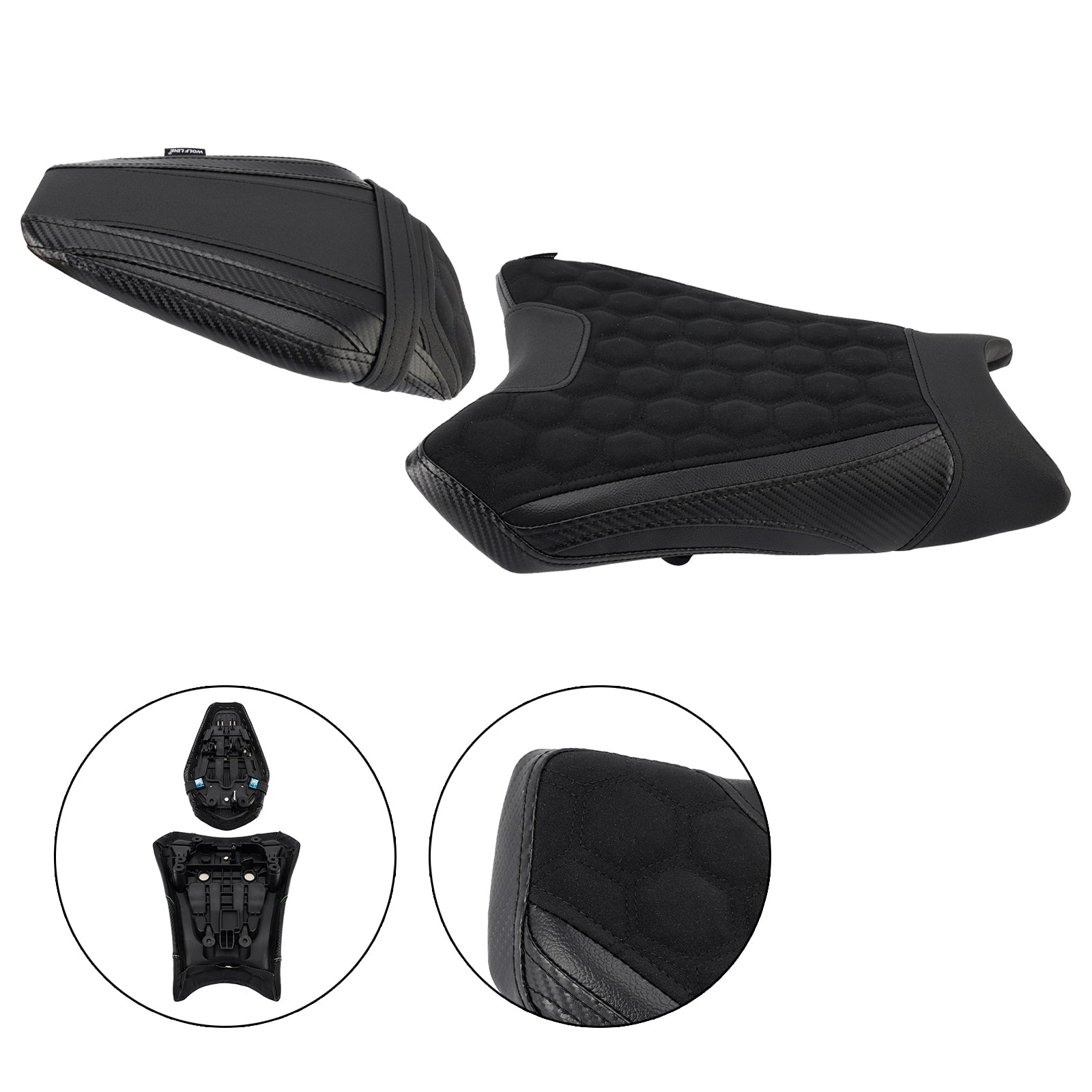 19-25 Kawasaki Zx-6R Zx 6R Lower Front W/ Rear Seat Driver Pillion Black1