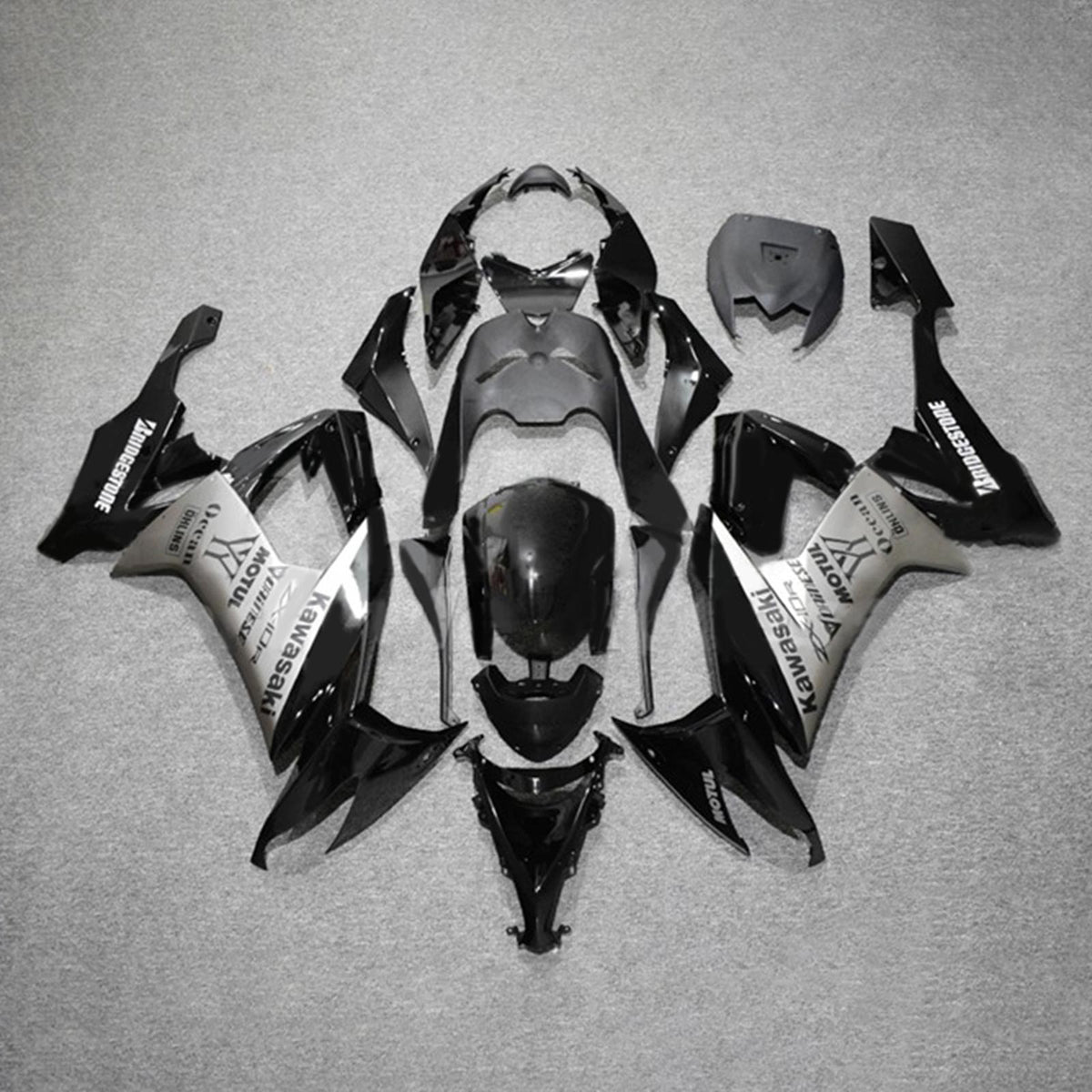 Amotopart 2008-2010 Kawasaki ZX10R Black&Grey Fairing Kit