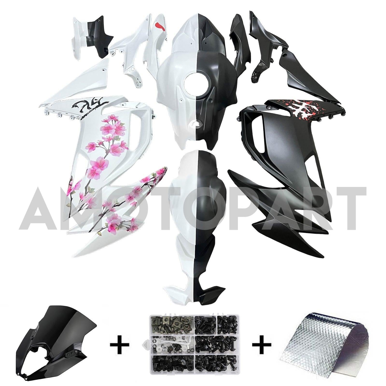 Amotopart 2020-2025 Kawasaki ER6F Ninja650 Pink White Black Fairing Kit
