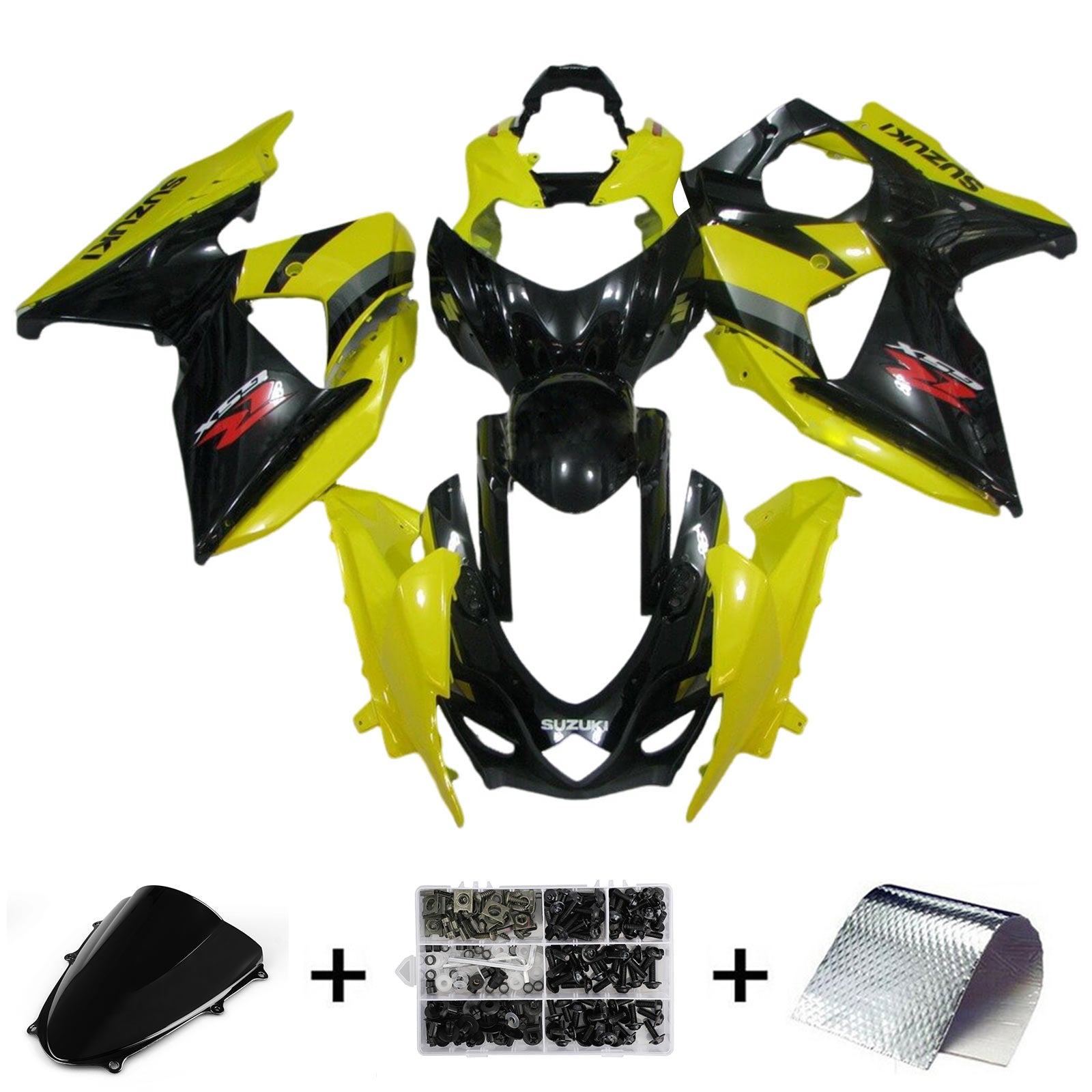 Amotopart 2009-2016 K9 GSXR1000 Suzuki Kit de carenado amarillo y negro