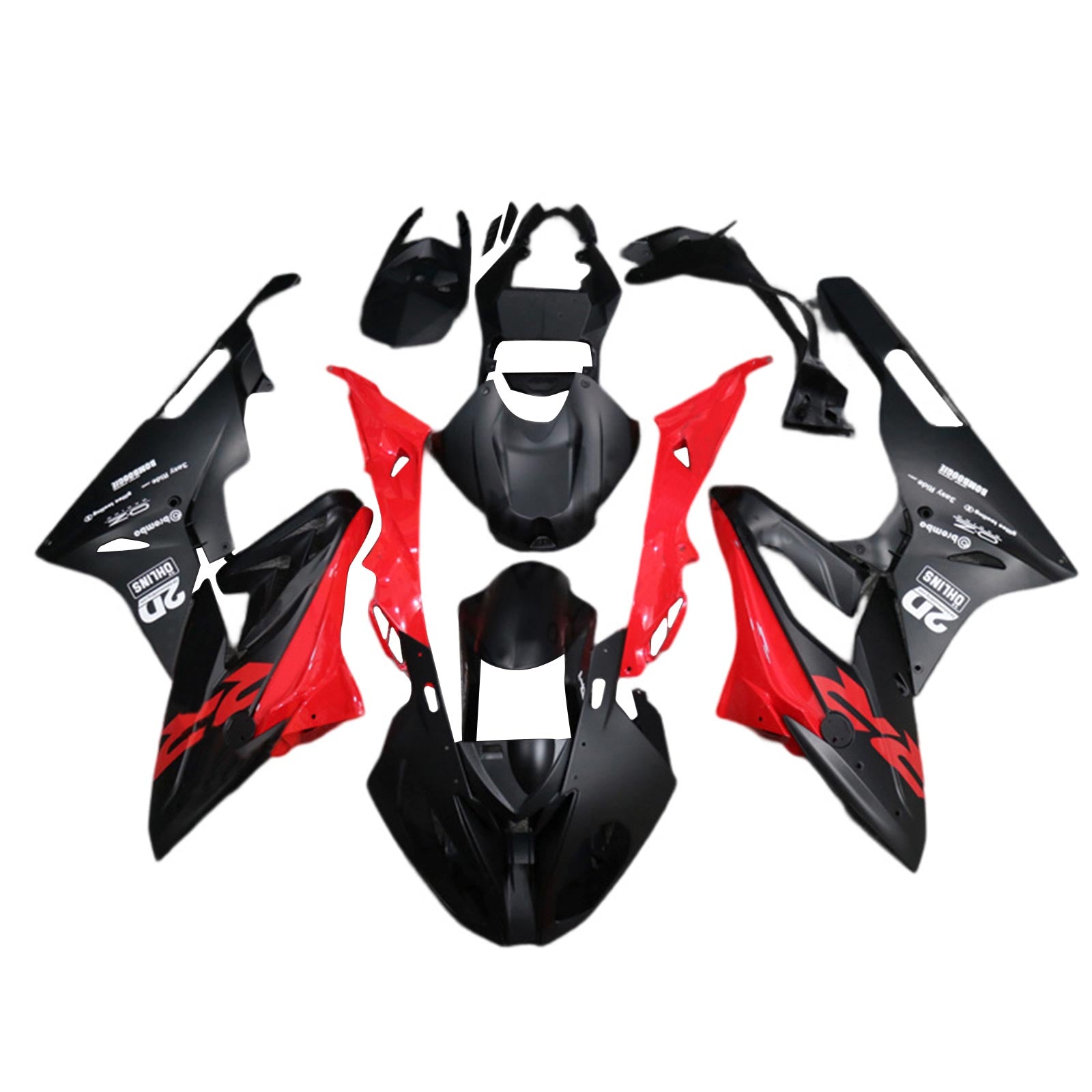 Amotopart BMW S1000RR 2015-2016 Kit de carenado rojo y negro estilo 7