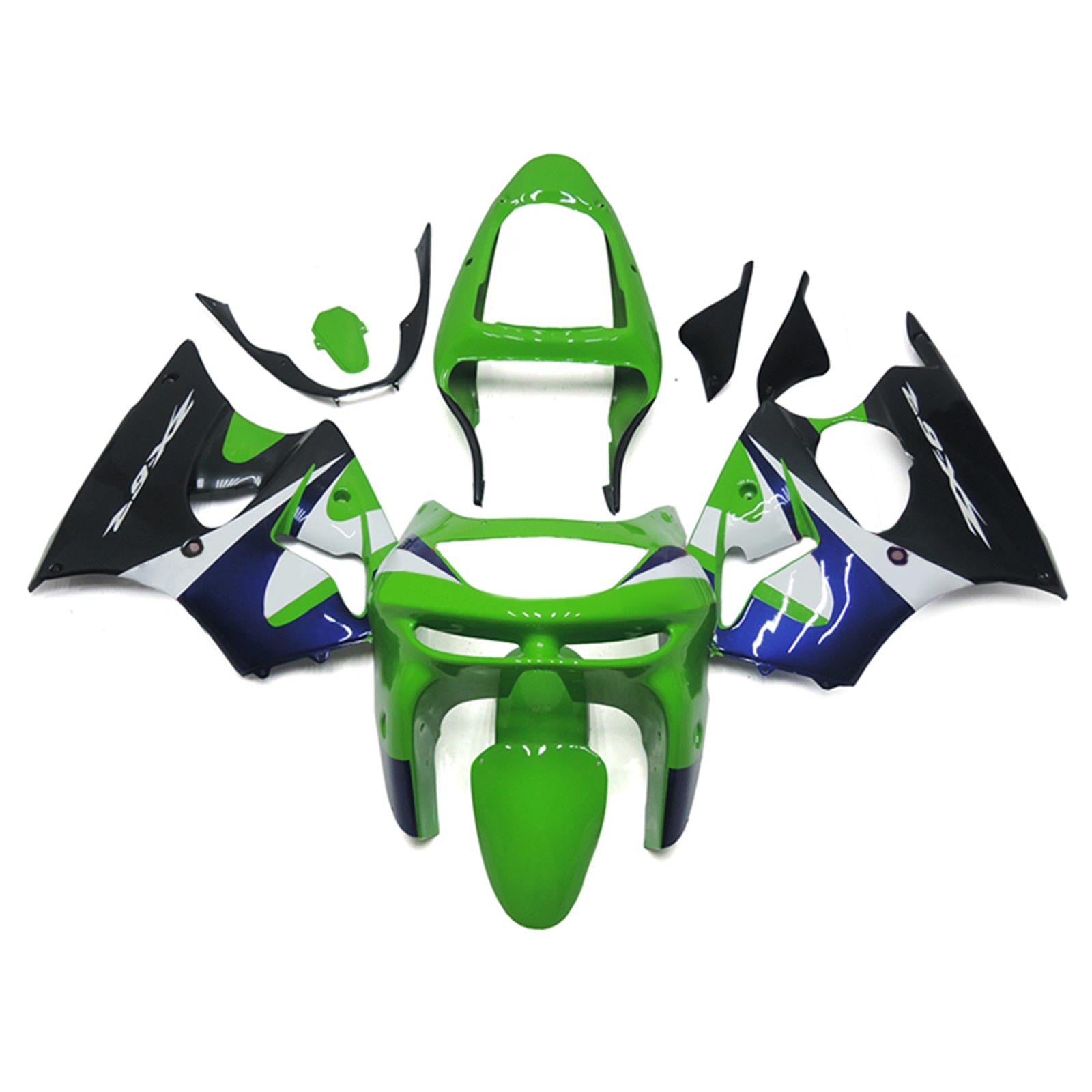 Amotopart 1998-1999 Kawasaki ZX6R Green&Black Style3 Fairing Kit