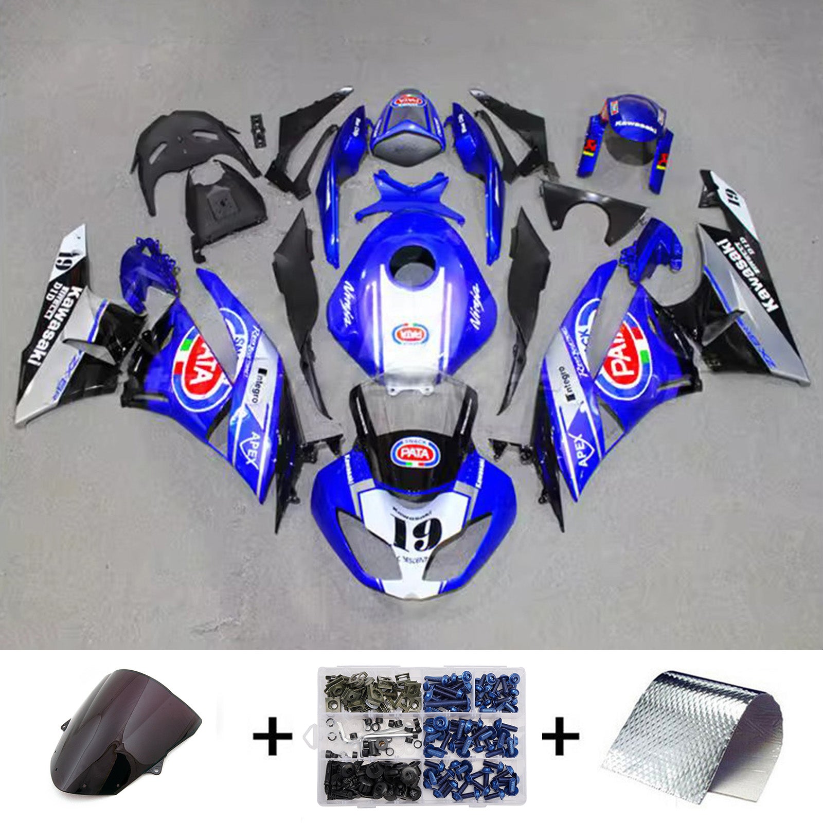 Amotopart 2009-2012 Kawasaki ZX6R 636 Blue Black Red Fairing Kit