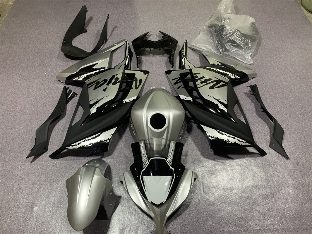 Amotopart Kawasaki EX300/Ninja300 2013-2023 グレー&ブラック フェアリングキット