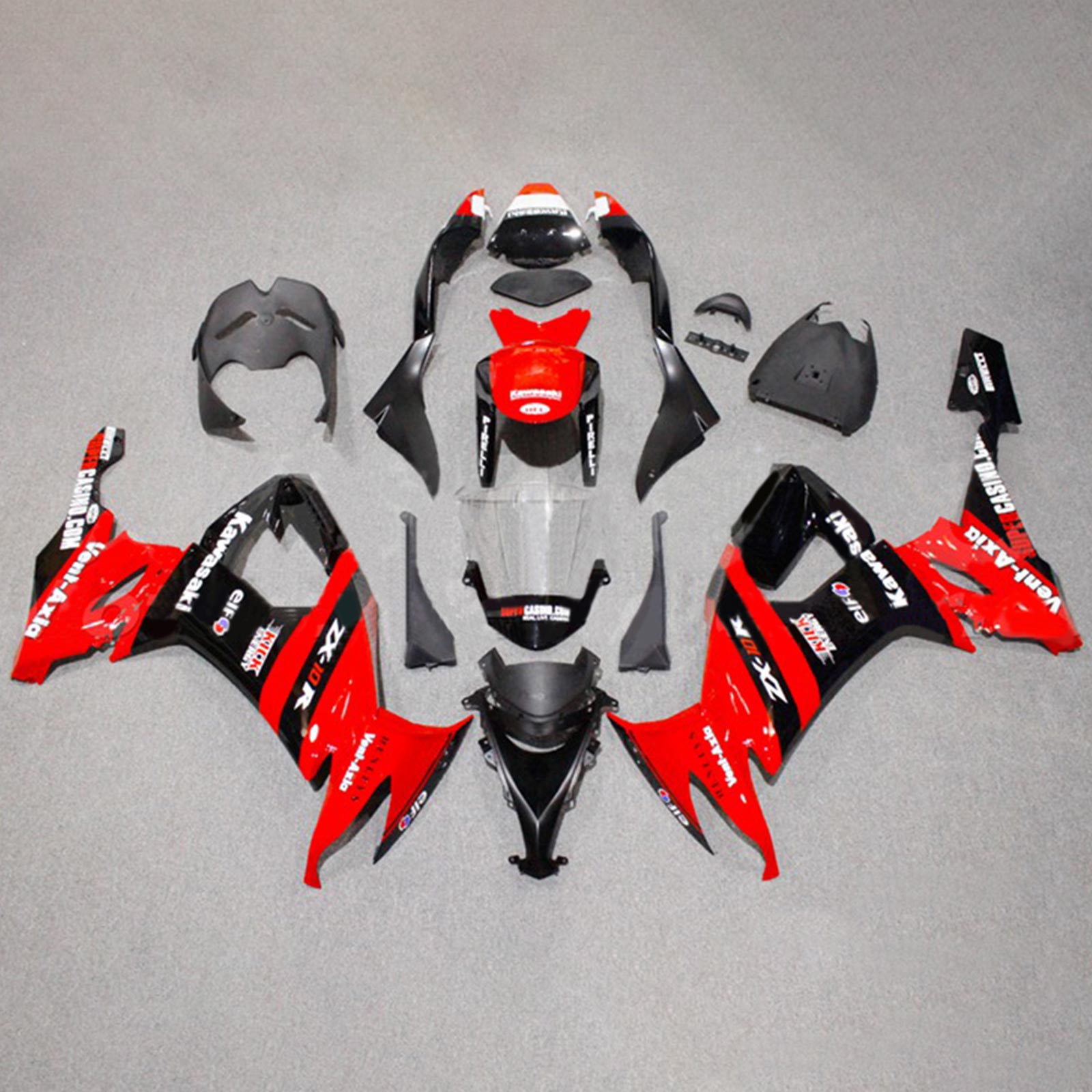 Amotopart 2008-2010 Kawasaki ZX10R Red&Black Style1 Fairing Kit