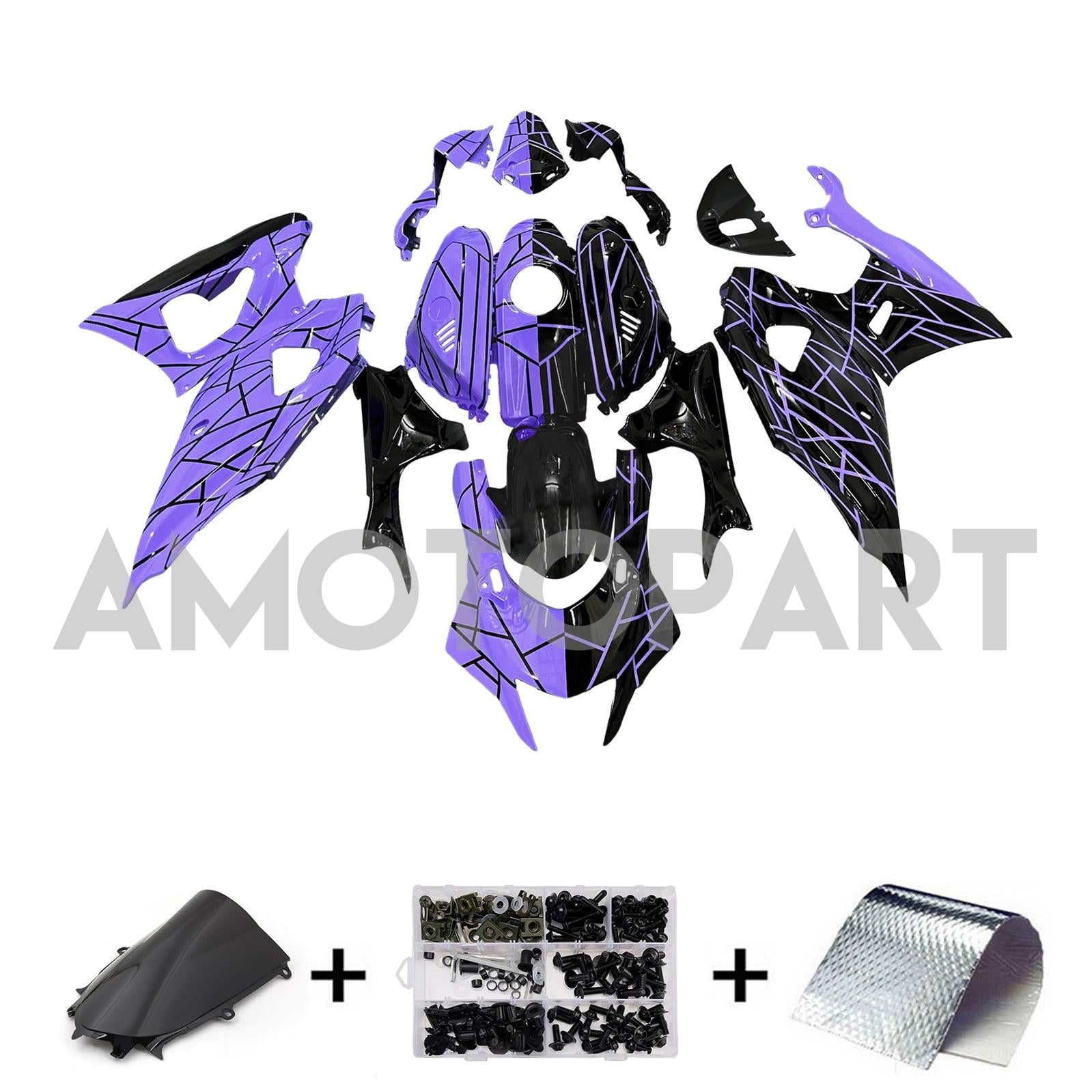 Amotopart 2021-2025 Yamaha YZF-R7 Purple Black Fairing Kit
