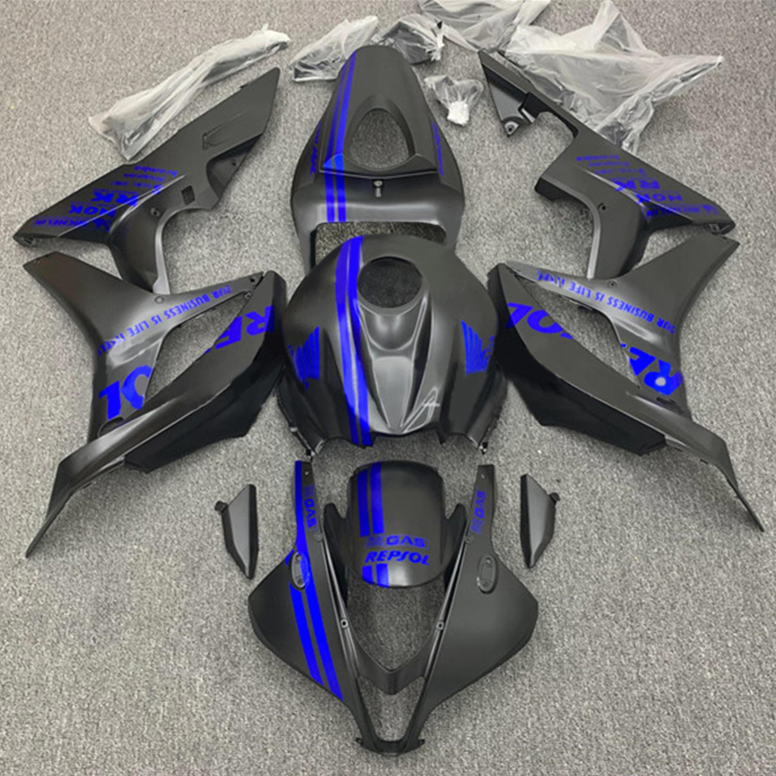 Amotopart 2007-2008 Honda CBR600RR Kit de carénage noir bleu