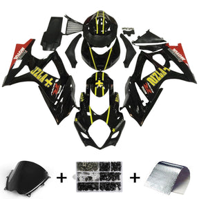 Amotopart 2007-2008 K7 GSXR1000 Suzuki Black with Yellow Fairing Kit