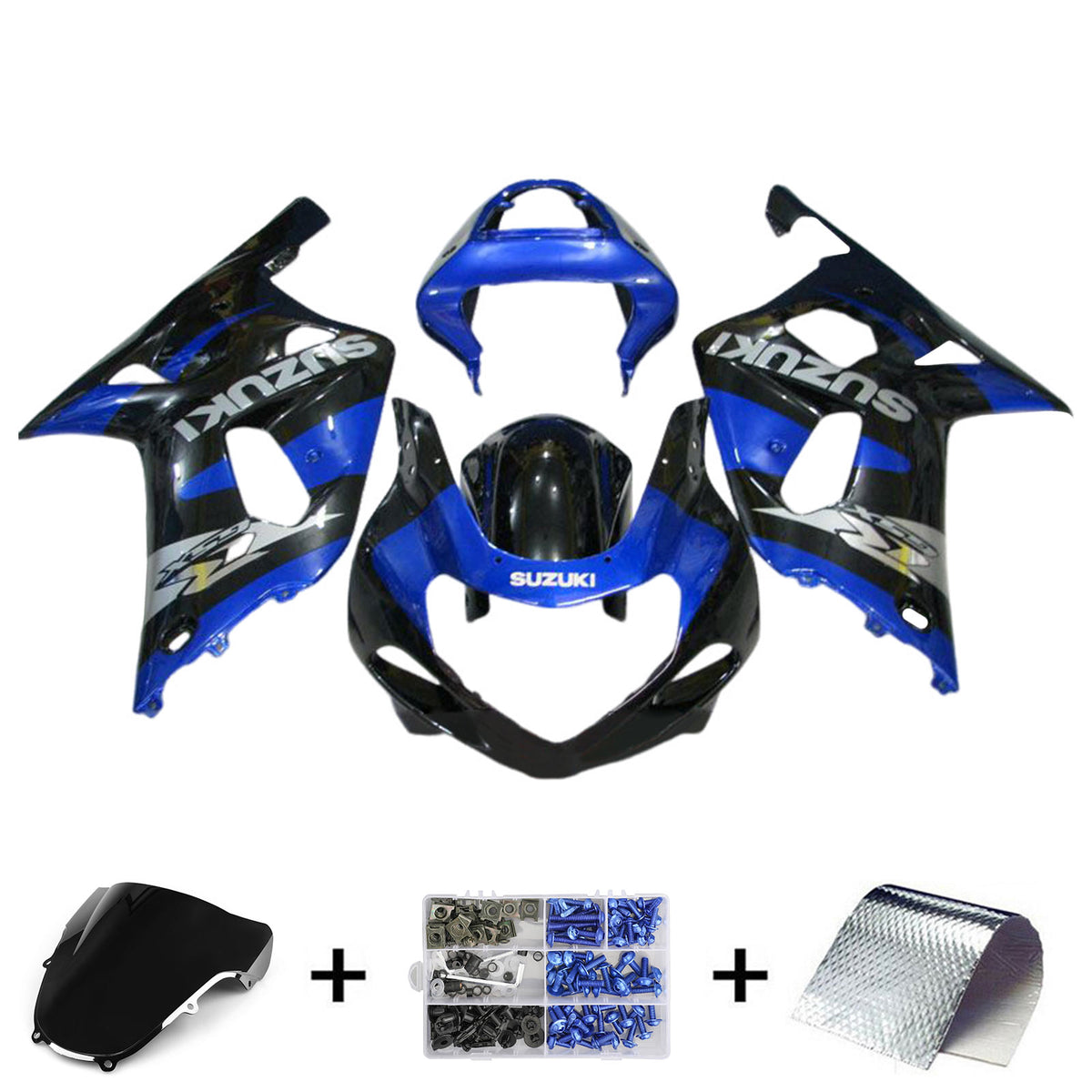 Amotopart 2000-2002 K1 K2 GSXR1000 Suzuki Kit de carénage bleu et noir