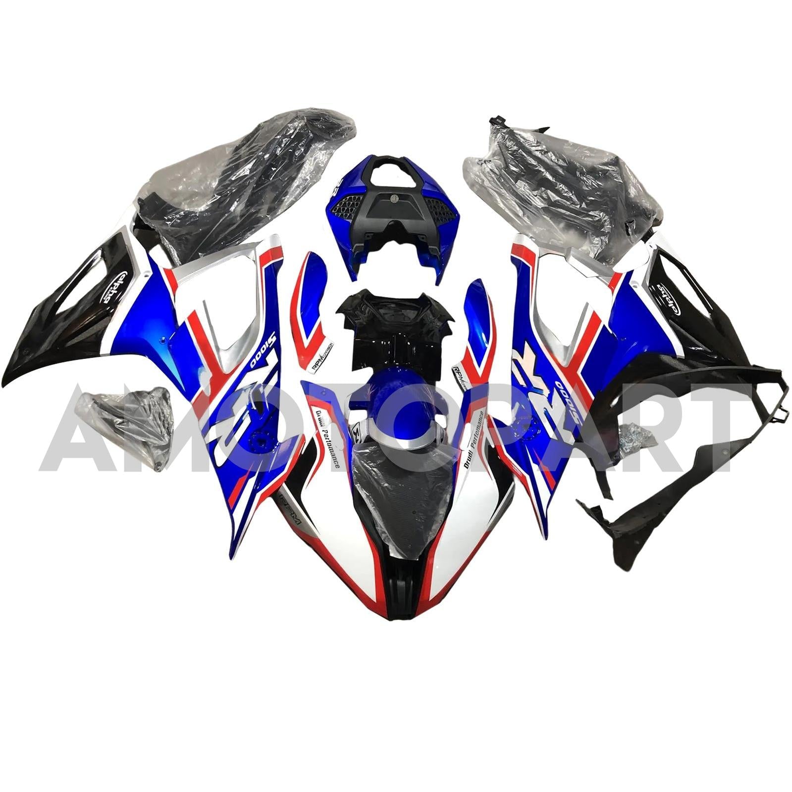 Amotopart BMW S1000RR 2019-2022 Kit de carenado Style2 azul y rojo