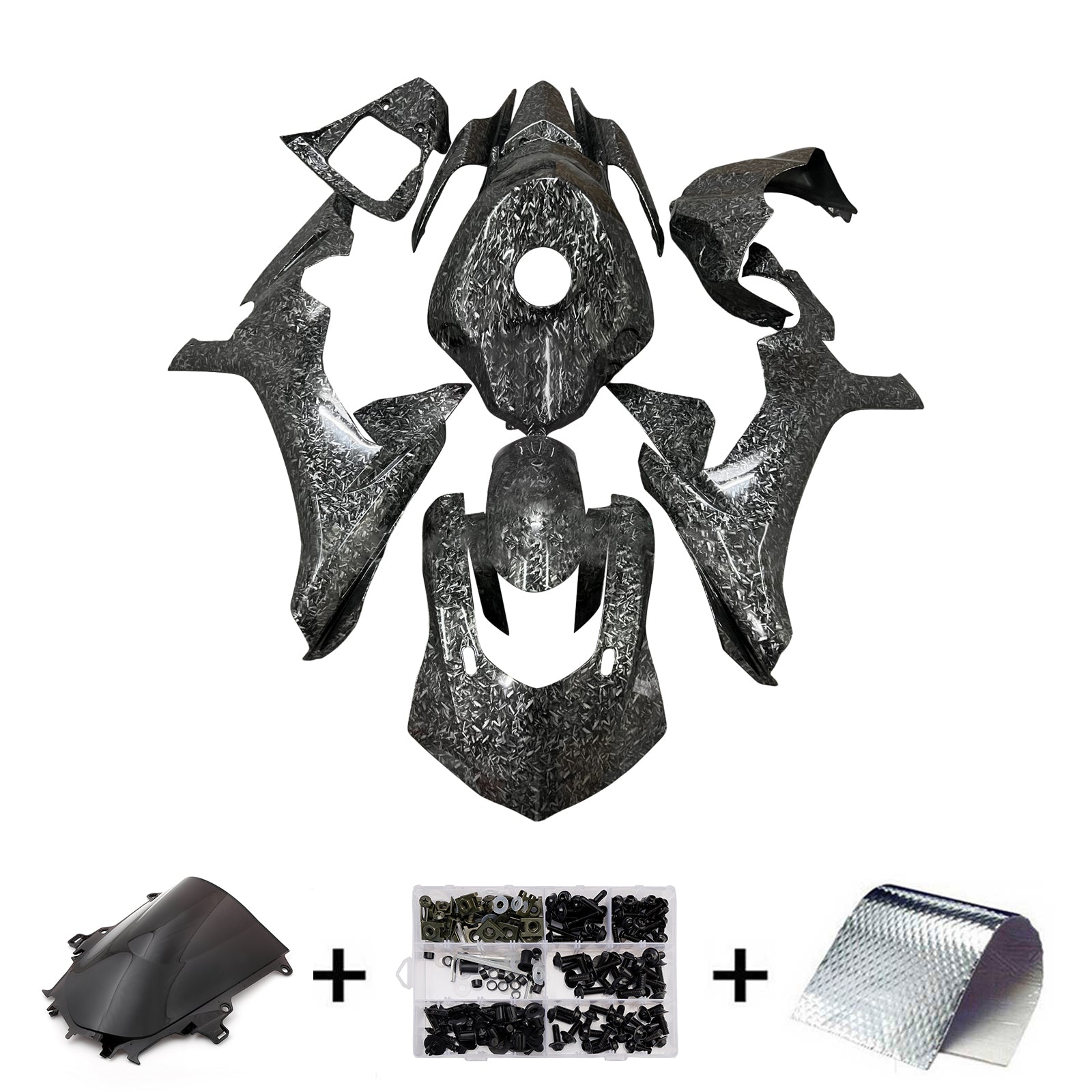 Amotopart 2015-2019 Yamaha  YZF-R1 Forged Carbon Fiber Pattern Black Fairing Kit