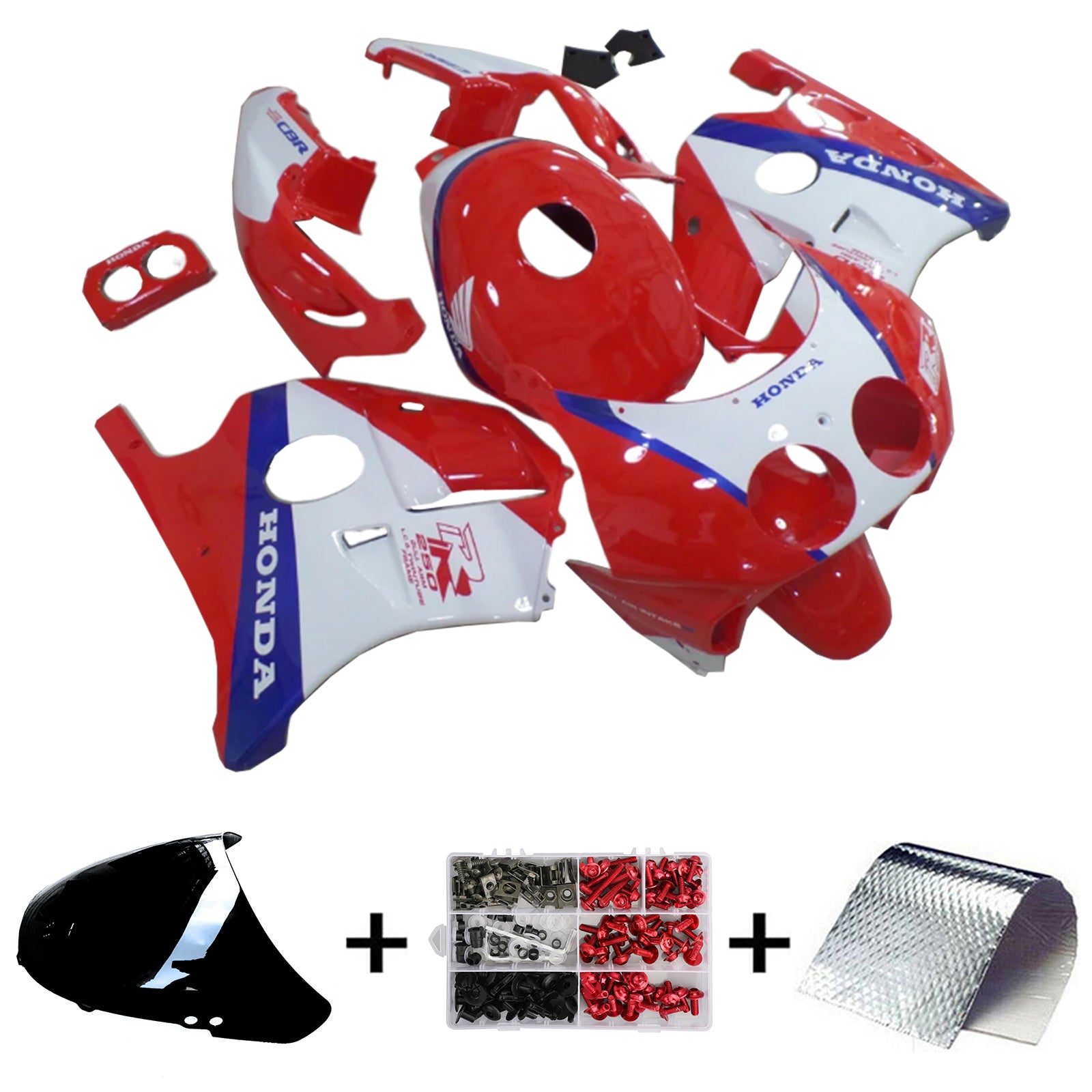 Amotopart 1990–1998 Honda CBR250RR MC22 rot-weißes Verkleidungsset