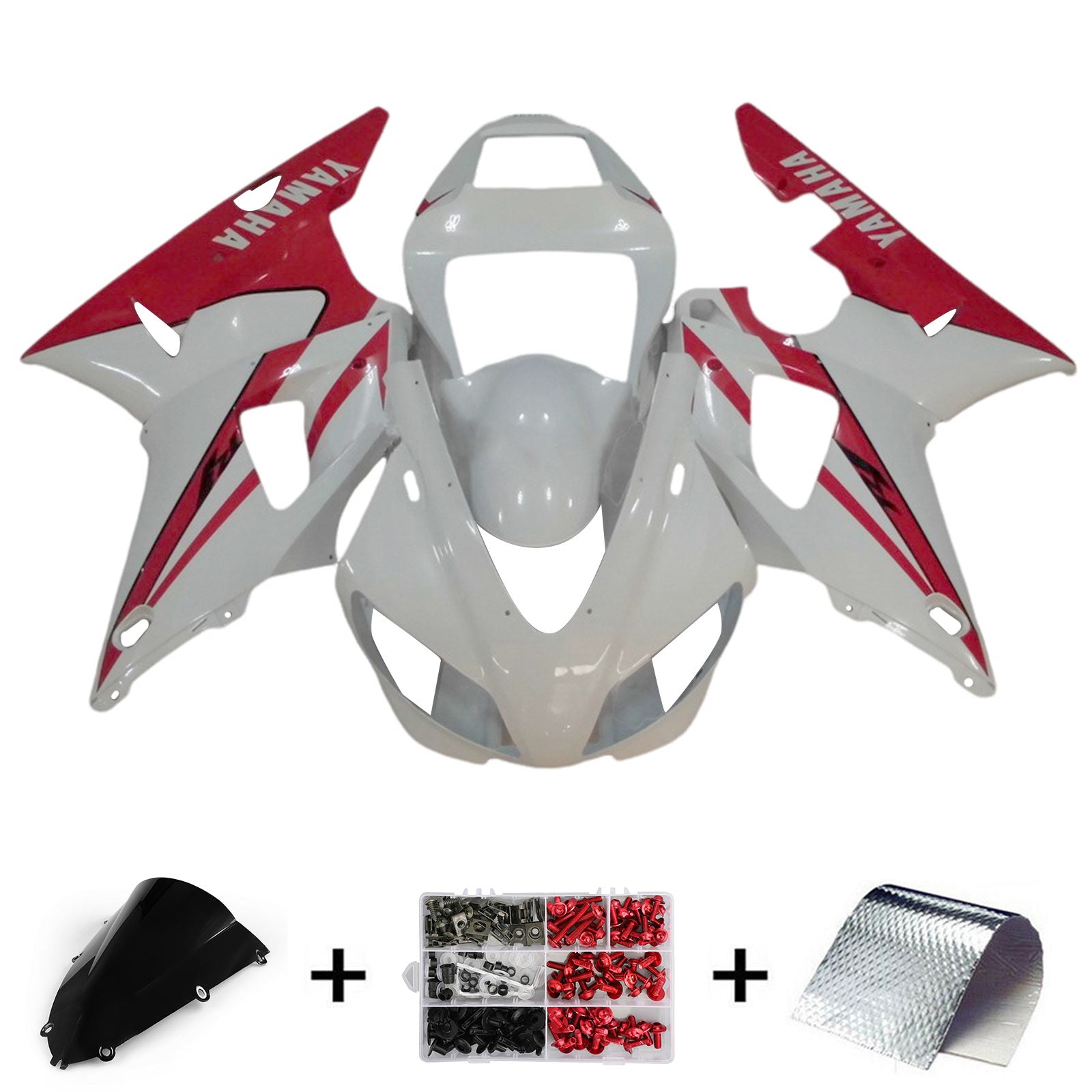 Amotopart 1998-1999 Yamaha YZF 1000 R1 White Red Fairing Kit