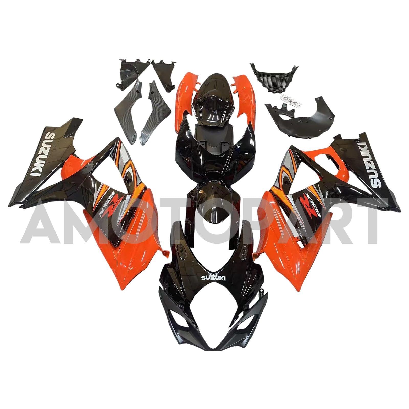 Amotopart 2007-2008 Suzuki GSXR1000 Black Orange Fairing Kit