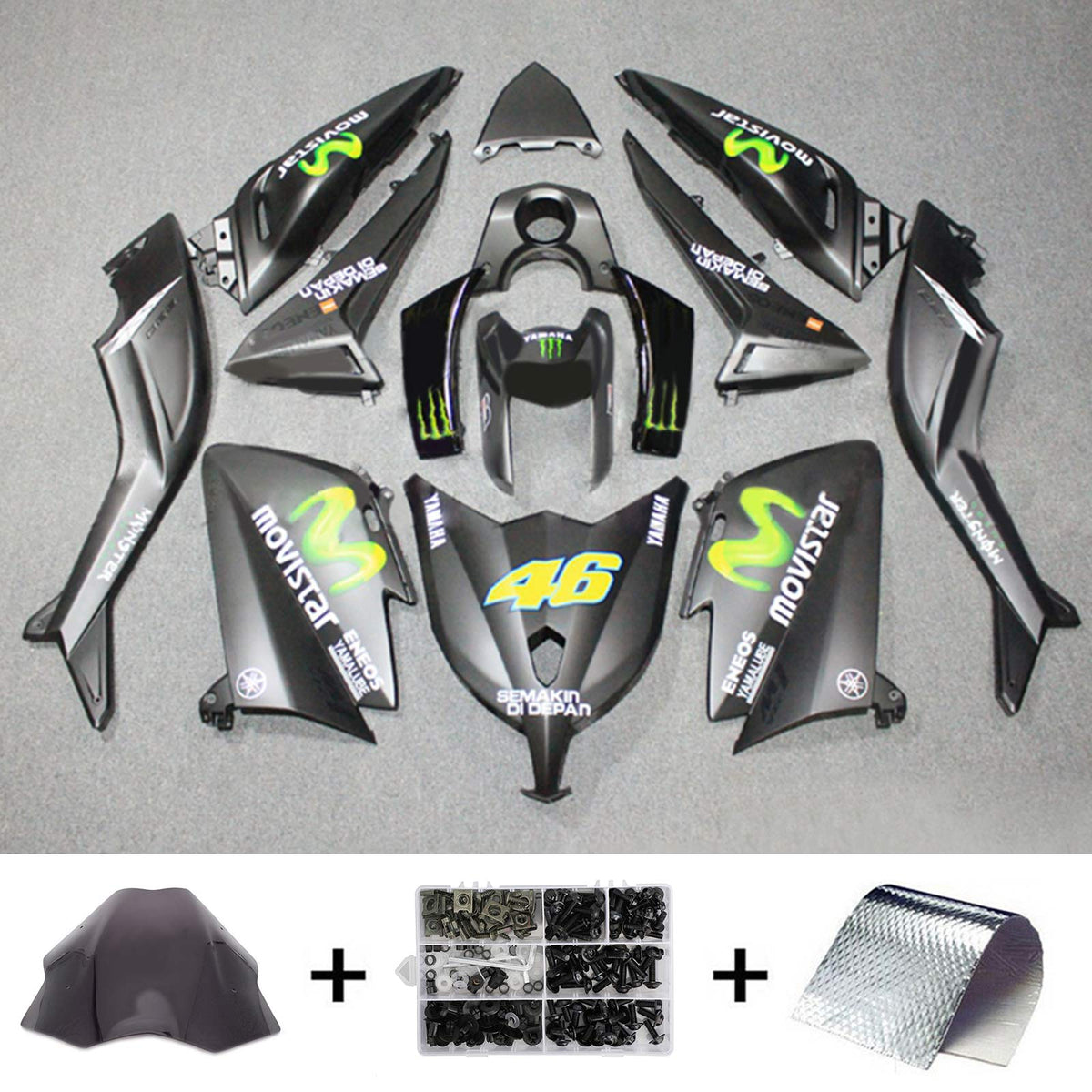 Amotopart 2012-2014 T-Max TMAX530 Yamaha Matte Grey with Yellow Accent Fairing Kit