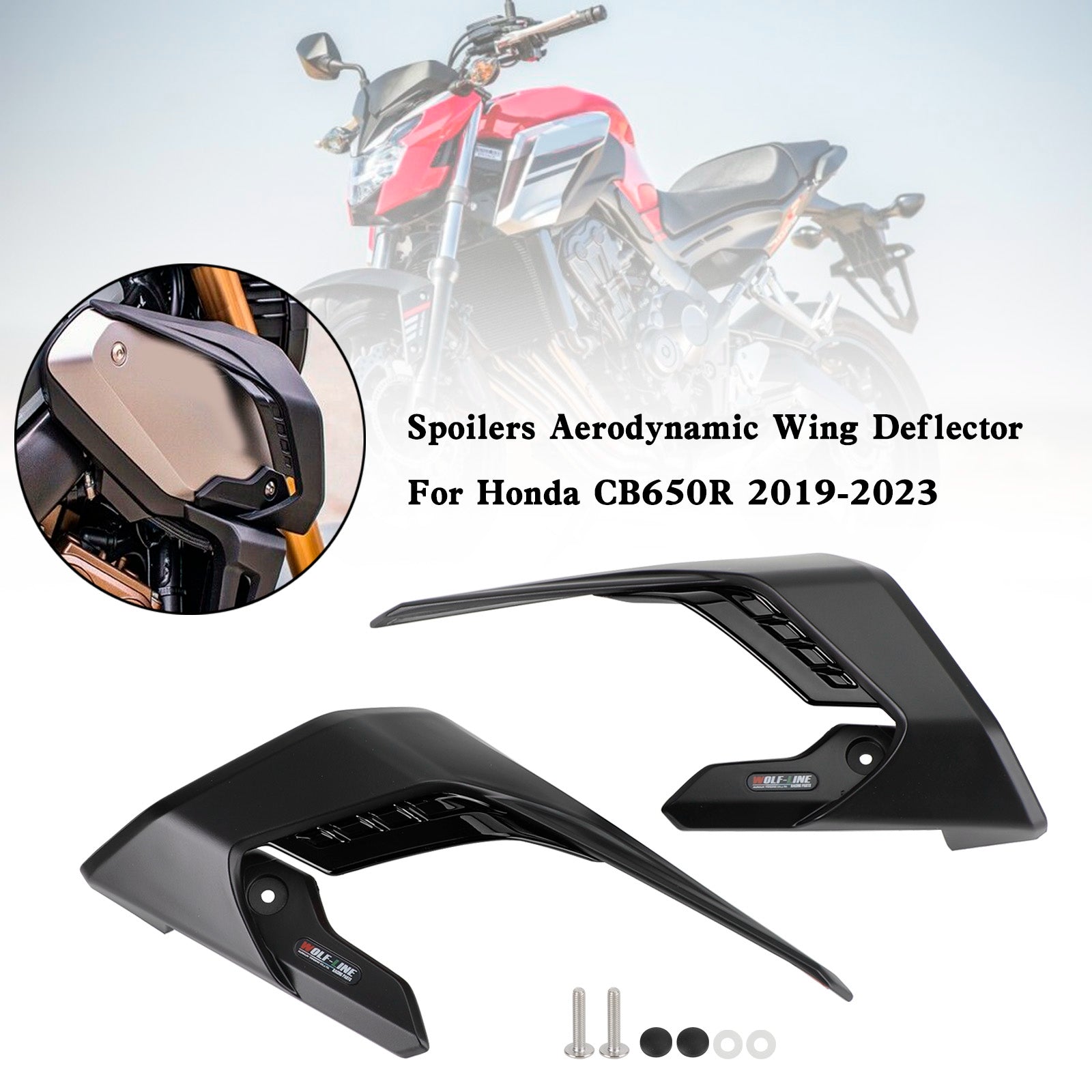 19-23 Honda CB650R Spoilers latéraux Carénage de déflecteur d'aile aérodynamique