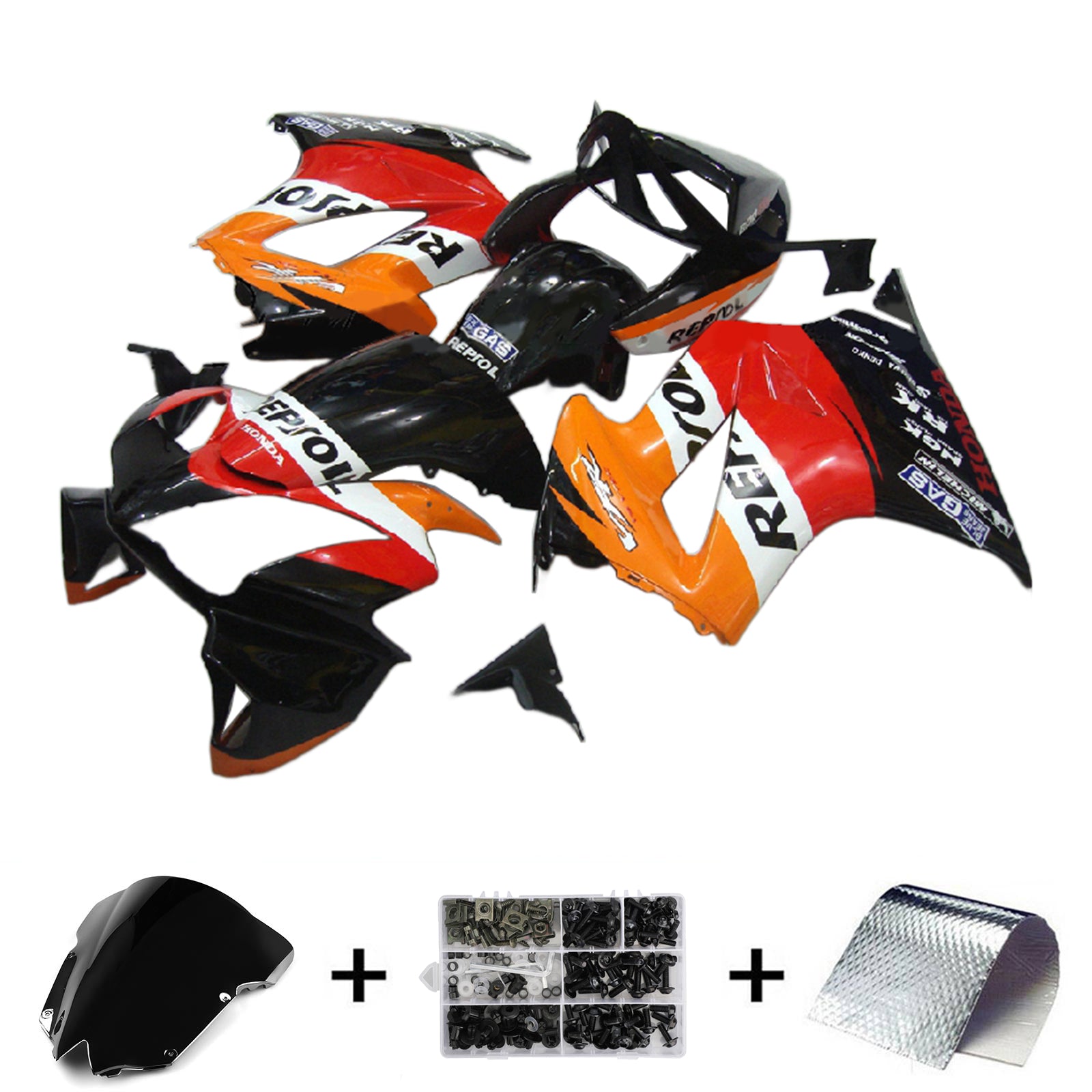 Amotopart 2002-2013 Honda VFR800 Kit de carénage Repjol rouge et orange