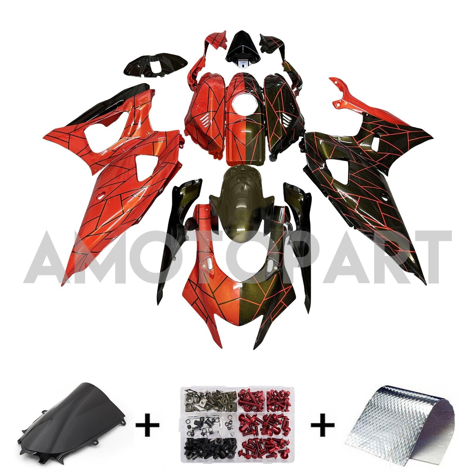 Amotopart 2021-2025 Yamaha YZF-R7 Red Black Fairing Kit