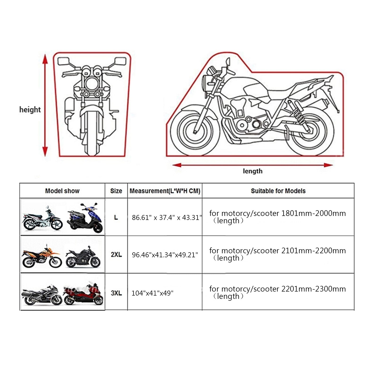 L/Xxl/3Xl Motorcycle Cover Waterproof Scooter Outdoor Rain Uv For Motorbike