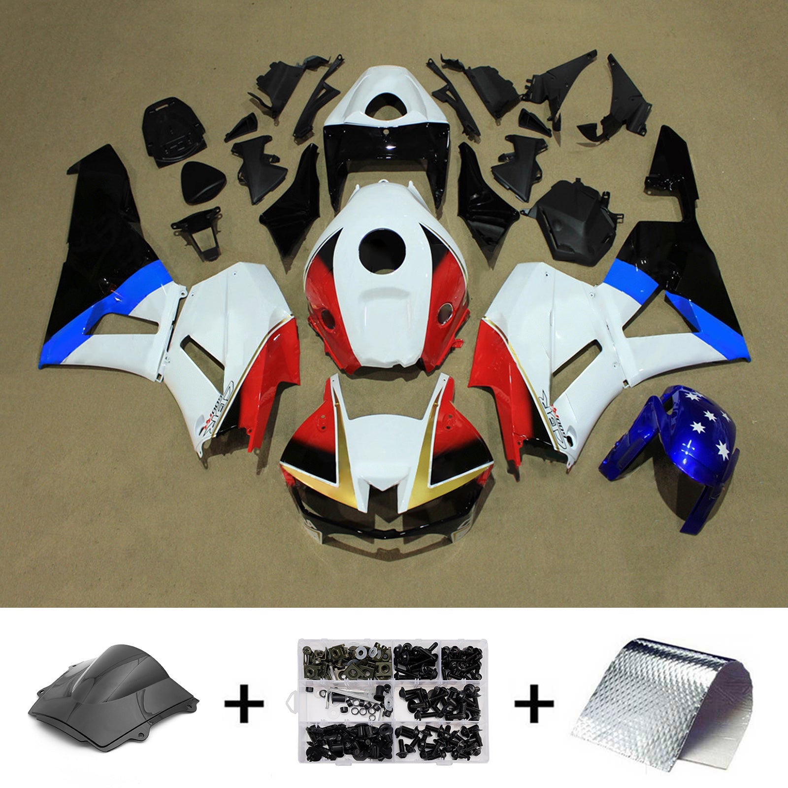 Amotopart 13-26 US ver. & 13-23 European ver. Honda CBR600RR White Red Blue Fairing Kit