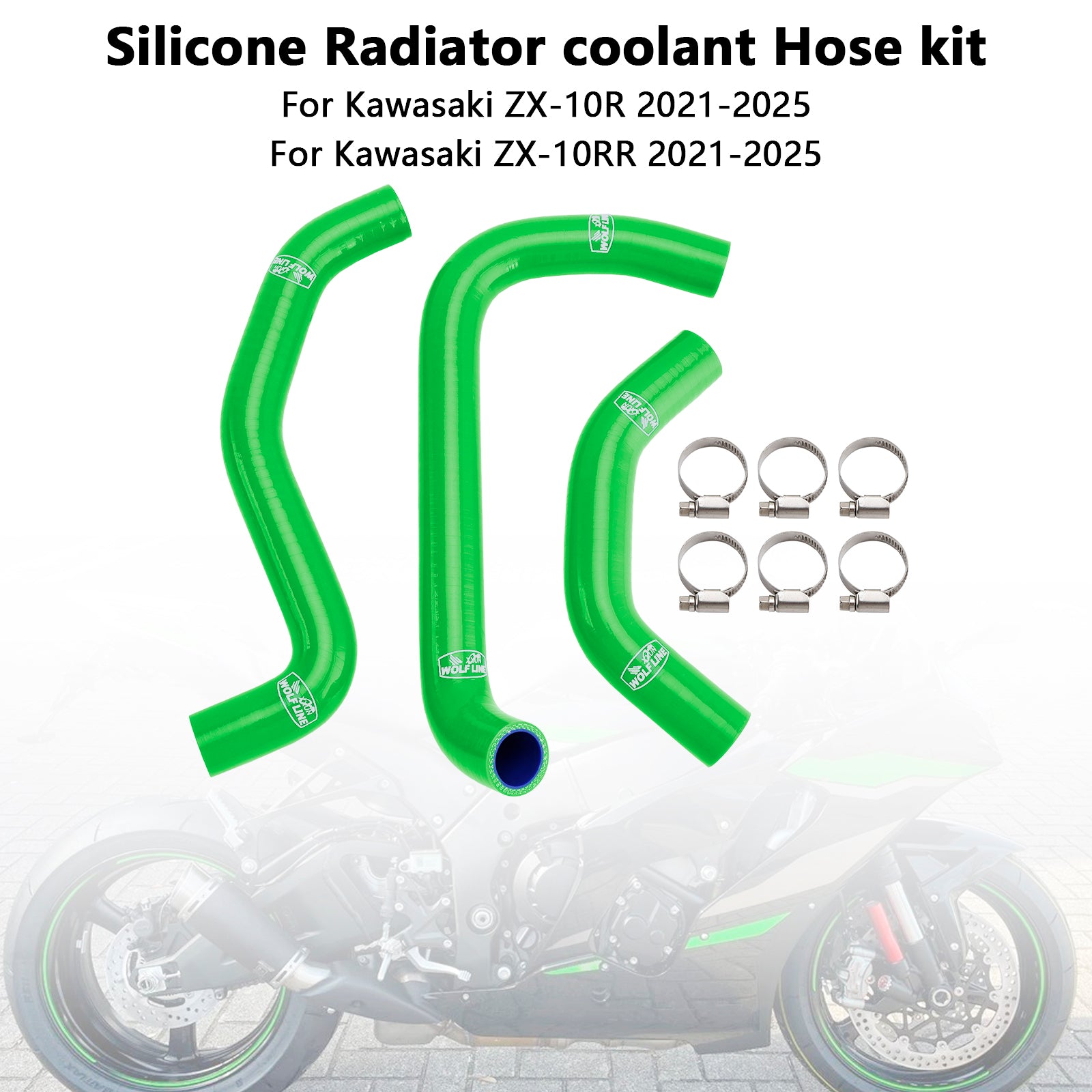 2021-2025 Kawasaki ZX10R ZX-10RR Silicone Radiator coolant Hose