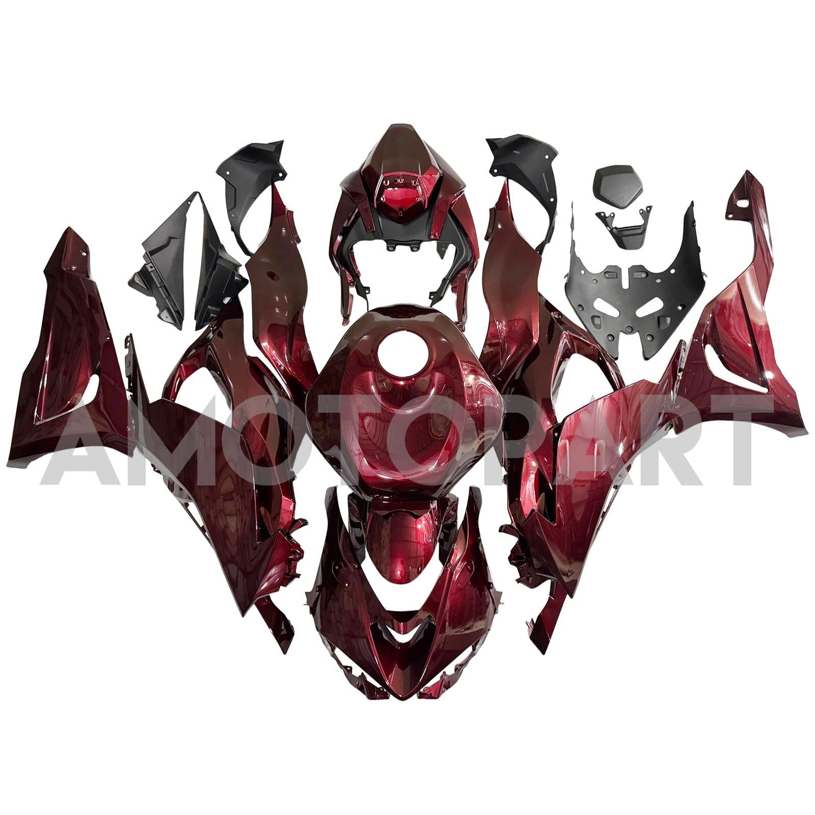 Amotopart 2024-2025 Kawasaki ZX-6R Glossy Red Black Fairing Kit