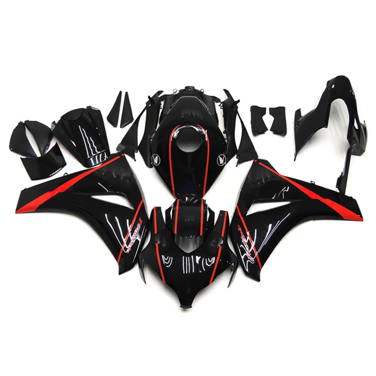 Amotopart 2008-2011 Honda CBR1000RR Gloss Black with Red Stripe Fairing Kit