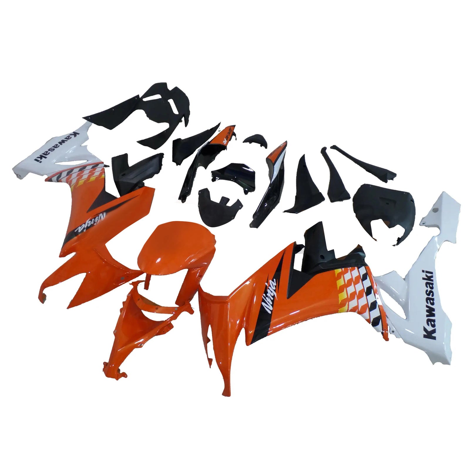 Amotopart 2008-2010 Kawasaki ZX10R Orange Black & White Fairing Kit