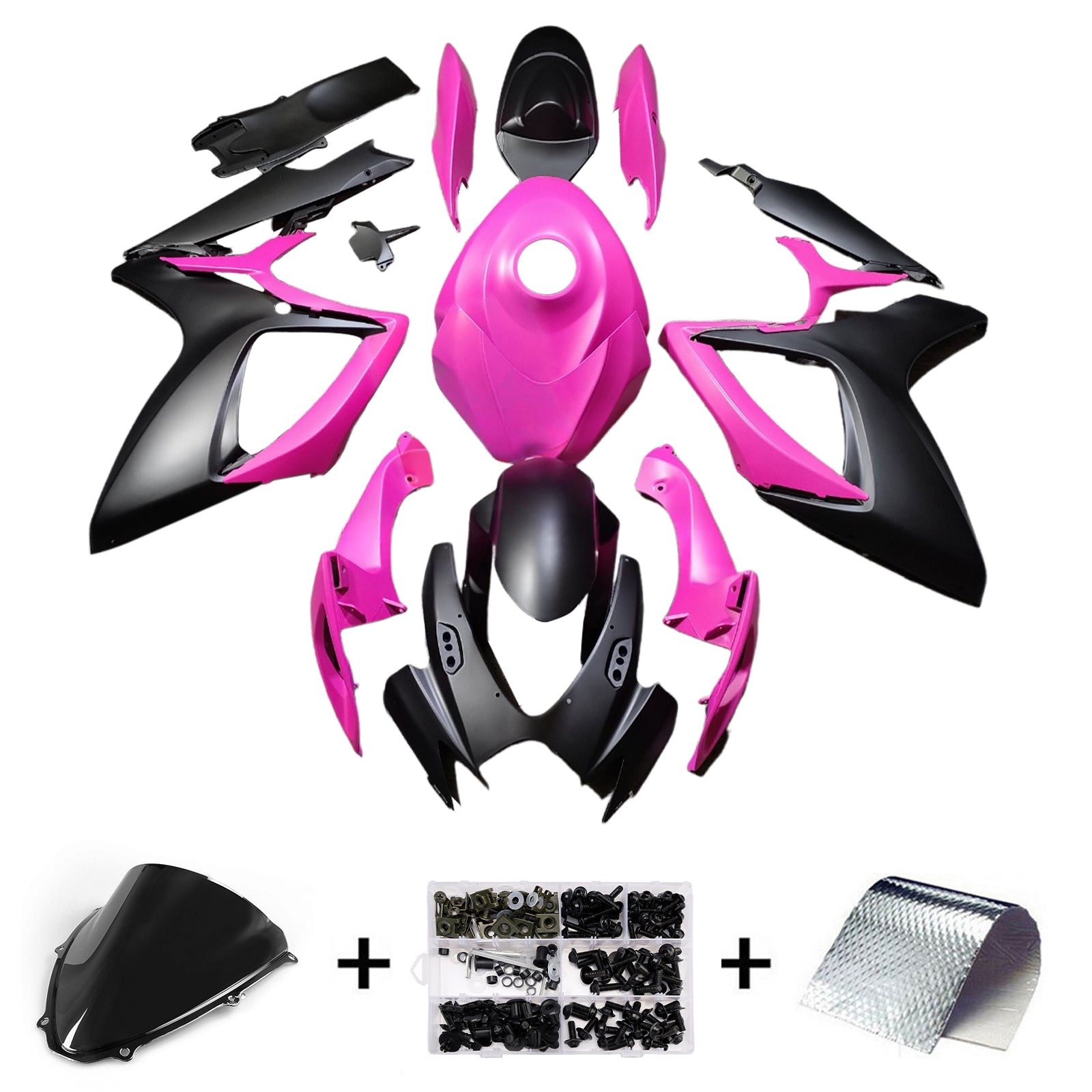 Amotopart 2006-2007 Suzuki GSXR 600/750 Pink Matte Black Fairing Kit