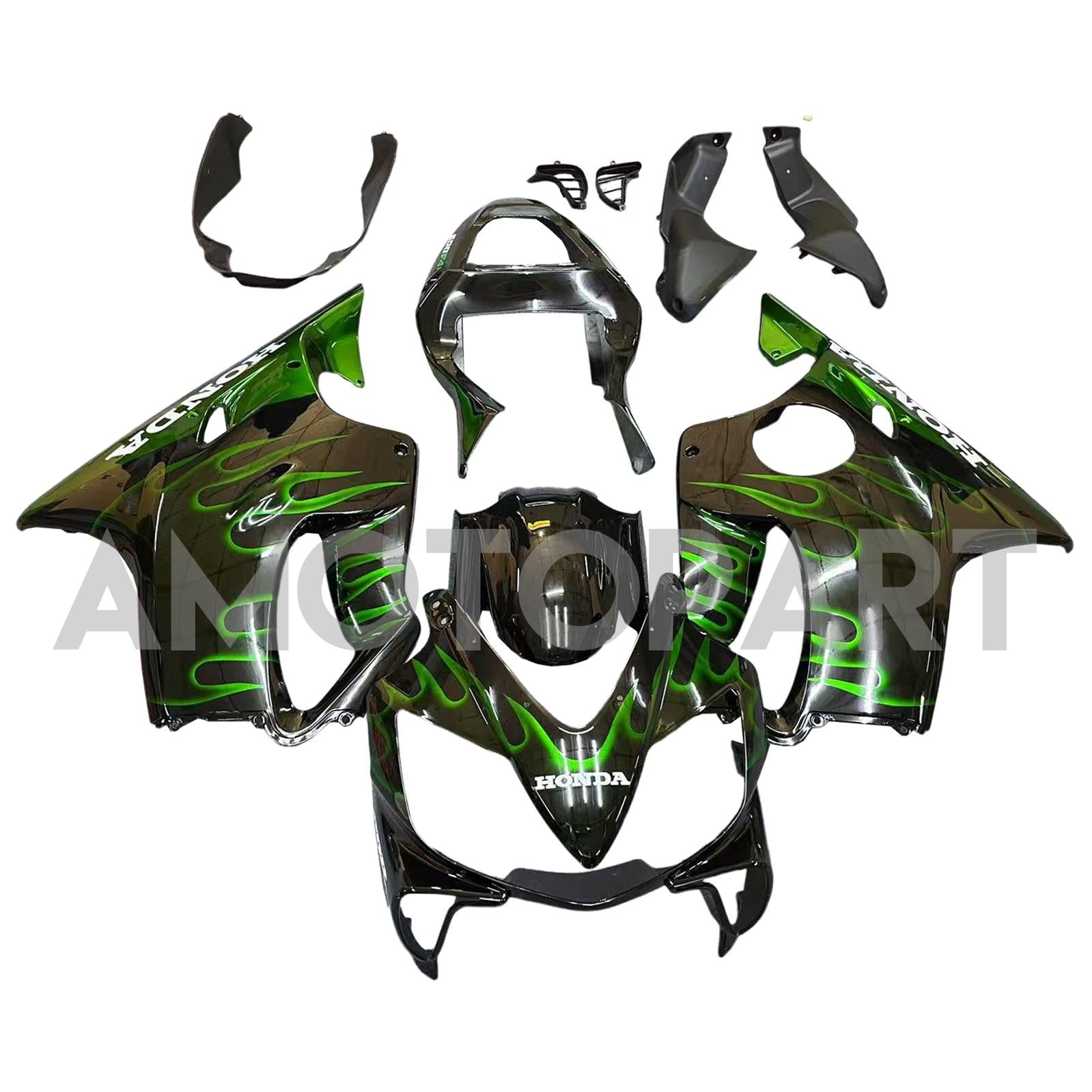 Amotopart 2001-2003 Honda CBR600 F4i Black Green Fairing Kit