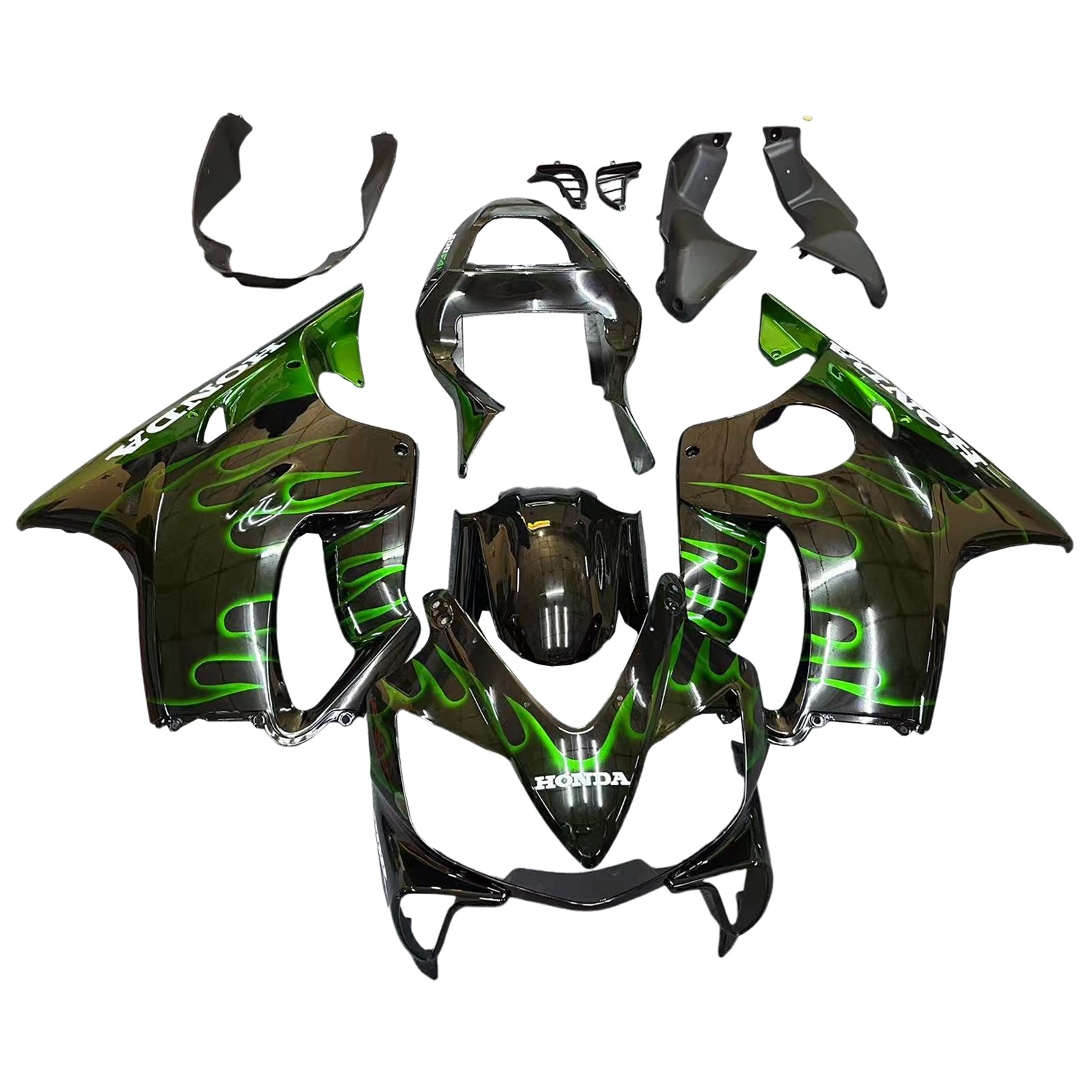 Amotopart 2001-2003 Honda CBR600 F4i Black Green Fairing Kit